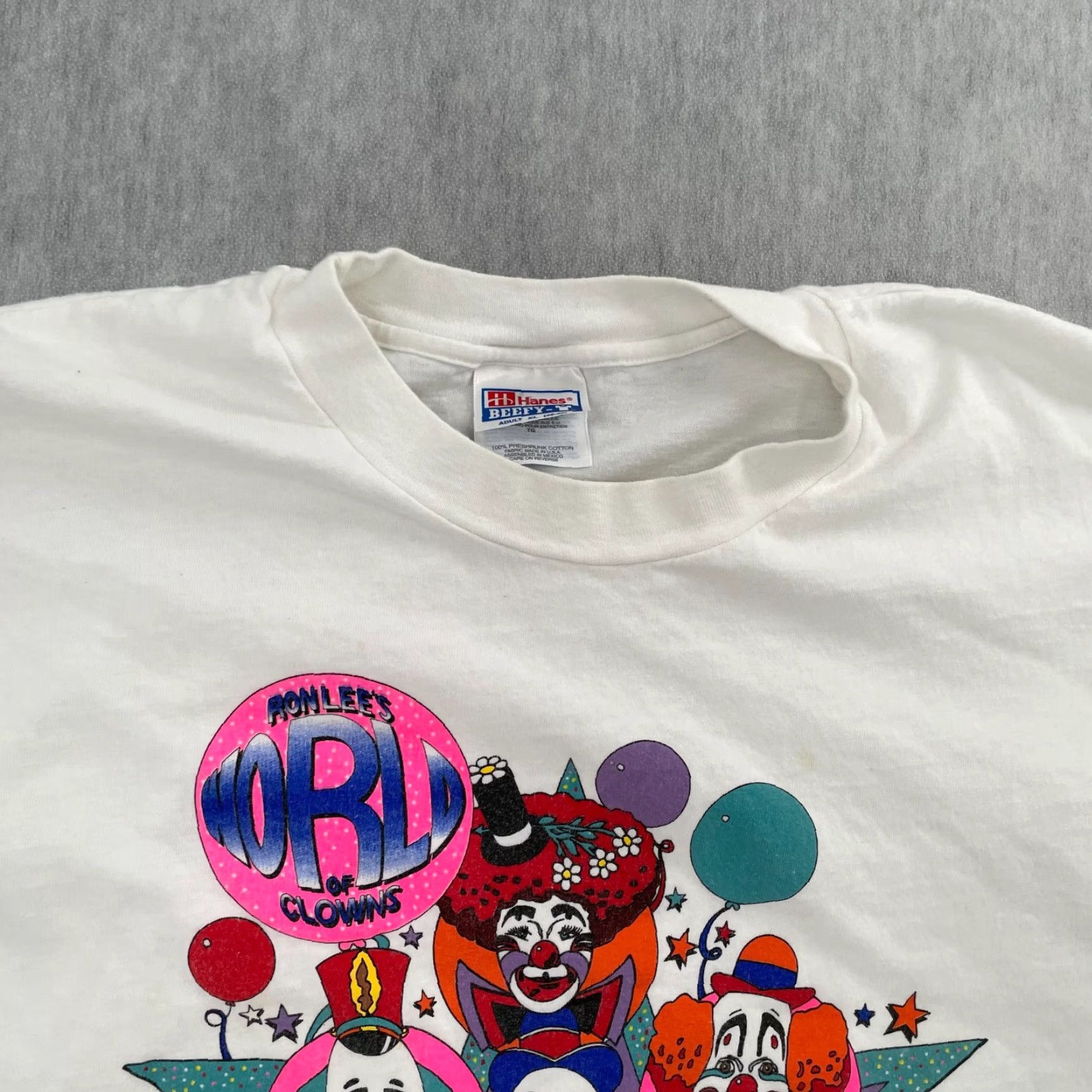 Hanes Vintage Hanes Beefy-T T-Shirt Adult XL White Crew Neck Graphic Clown 90s USA Mens Size US XL / EU 56 / 4 - 3 Thumbnail