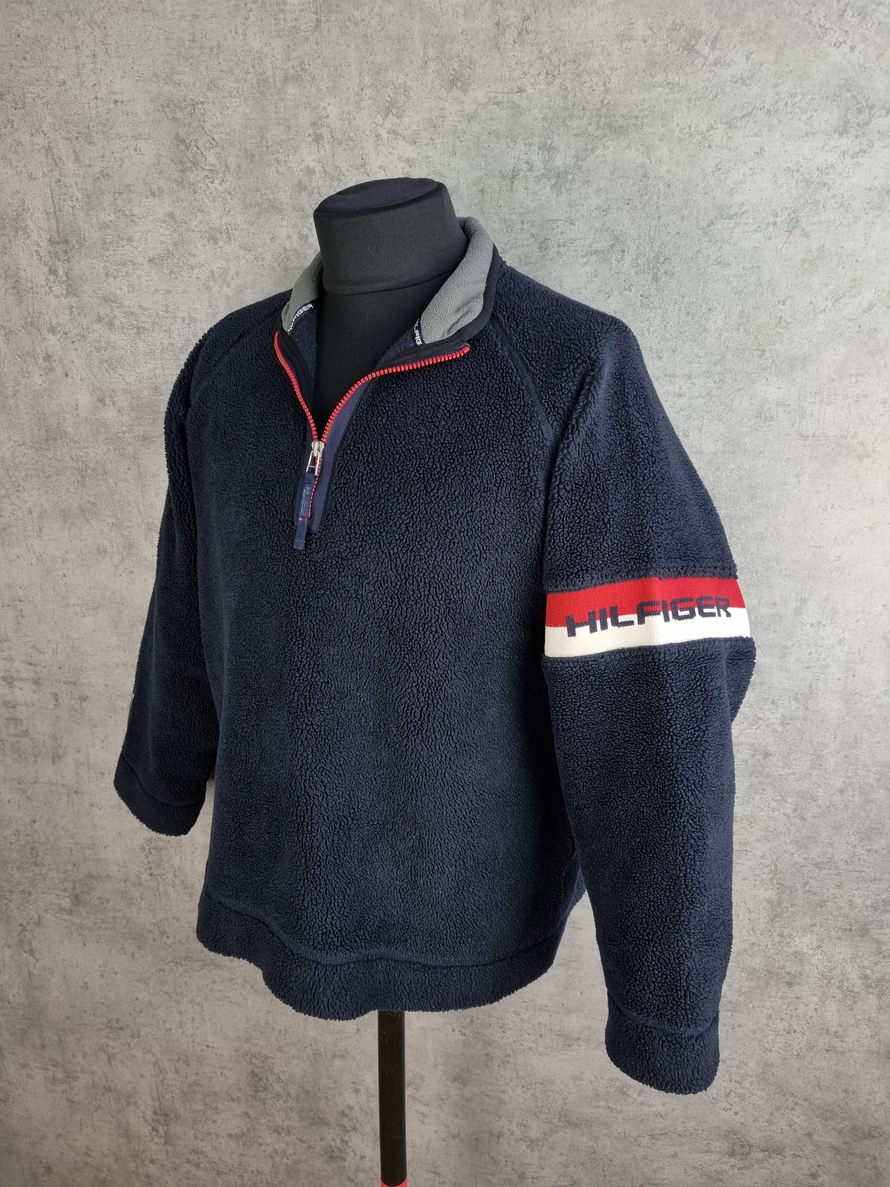 Tommy Hilfiger × Tommy Jeans Rare Tommy Hilfiger half zip up Deep Pile Fleece Navy Size US L / EU 52-54 / 3 - 1 Thumbnail
