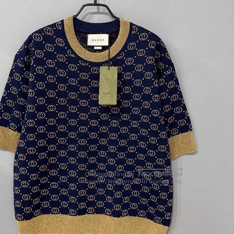 Gucci Gucci Gold thread double G full-printed knitwear short sle Size M / US 6-8 / IT 42-44 - 2 Thumbnail