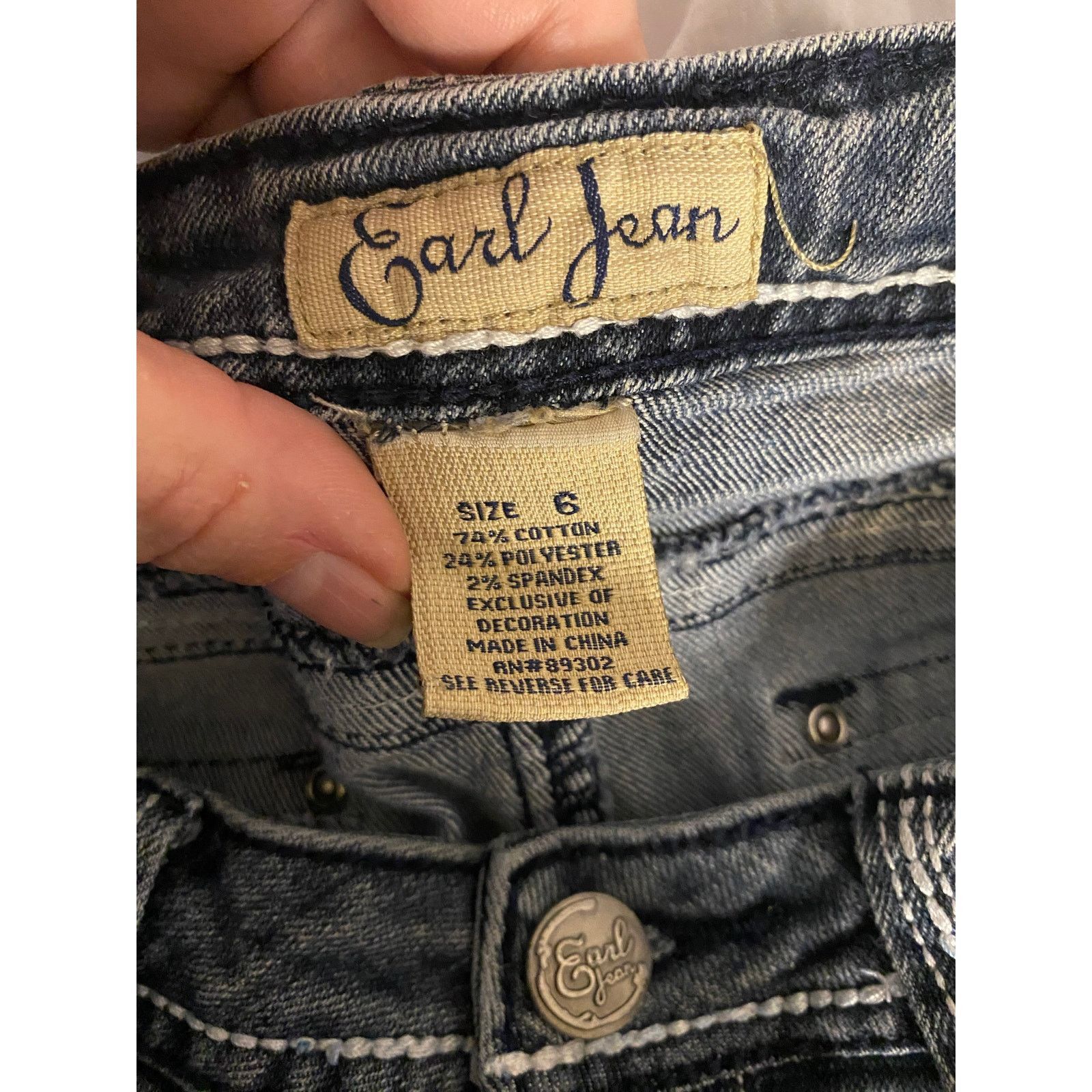 Earl Jeans Vintage Y2K Distressed Bootcut Jeans Dark Wash Earl Jean 6 Size 28" / US 6 / IT 42 - 3 Thumbnail