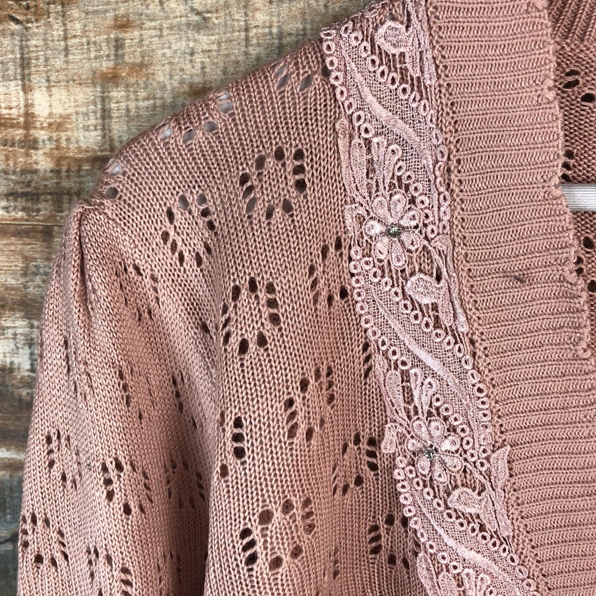Homespun Knitwear × Japanese Brand × Vintage DL Japan vintage Pink Cardigan Knitwear #C463 Size M / US 6-8 / IT 42-44 - 9 Thumbnail