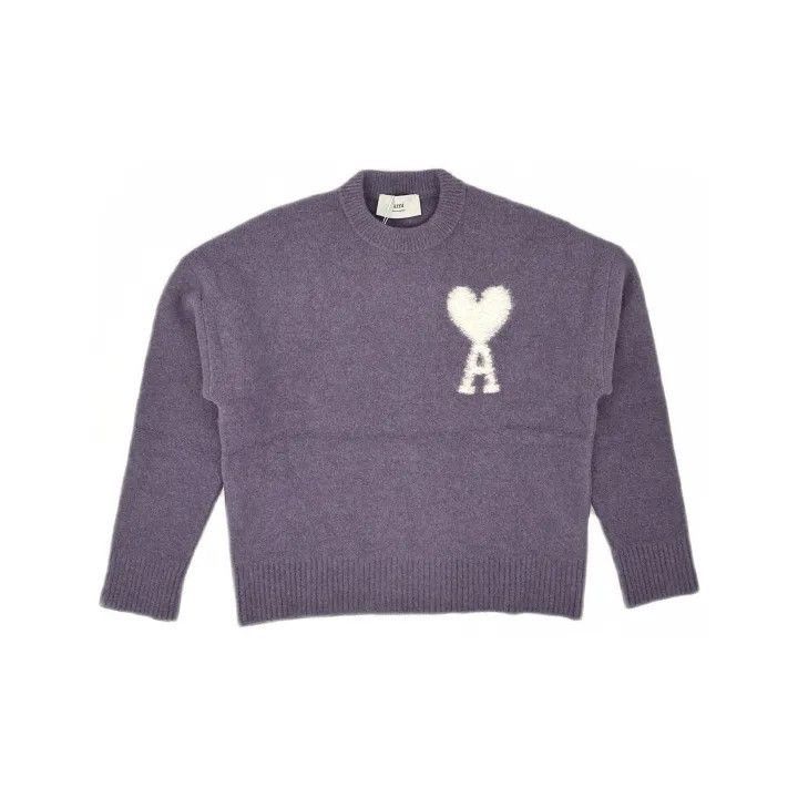 AMI AMIPARIS Purple Heart Embroidered Sweater -2507 Size US M / EU 48-50 / 2 - 2 Thumbnail