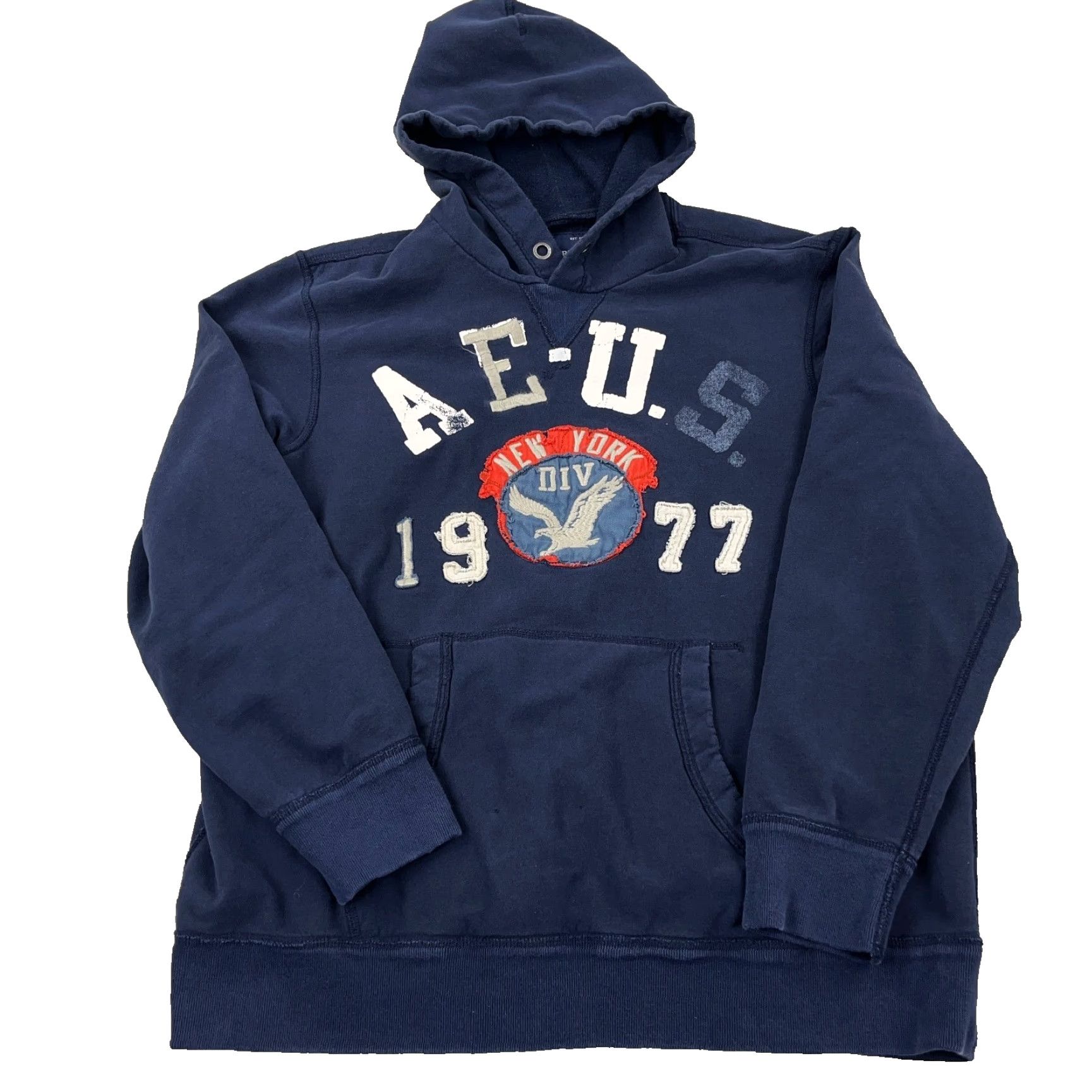American Eagle Outfitters VINTAGE American Eagle Outfitters Hoodie Men 2XL Blue Sweatshirt Graphic Print Hooded Embroidered Logo Pullover All Seasons Fall Winter Spring Casual Size US XXL / EU 58 / 5 - 2 Thumbnail