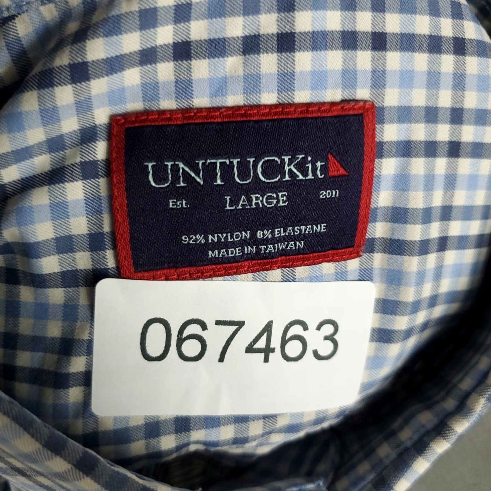 UNTUCKit UNTUCKit Shirt Mens L Blue Check Nylon Stretch Button Up Long Sleeve Size US L / EU 52-54 / 3 - 7 Thumbnail