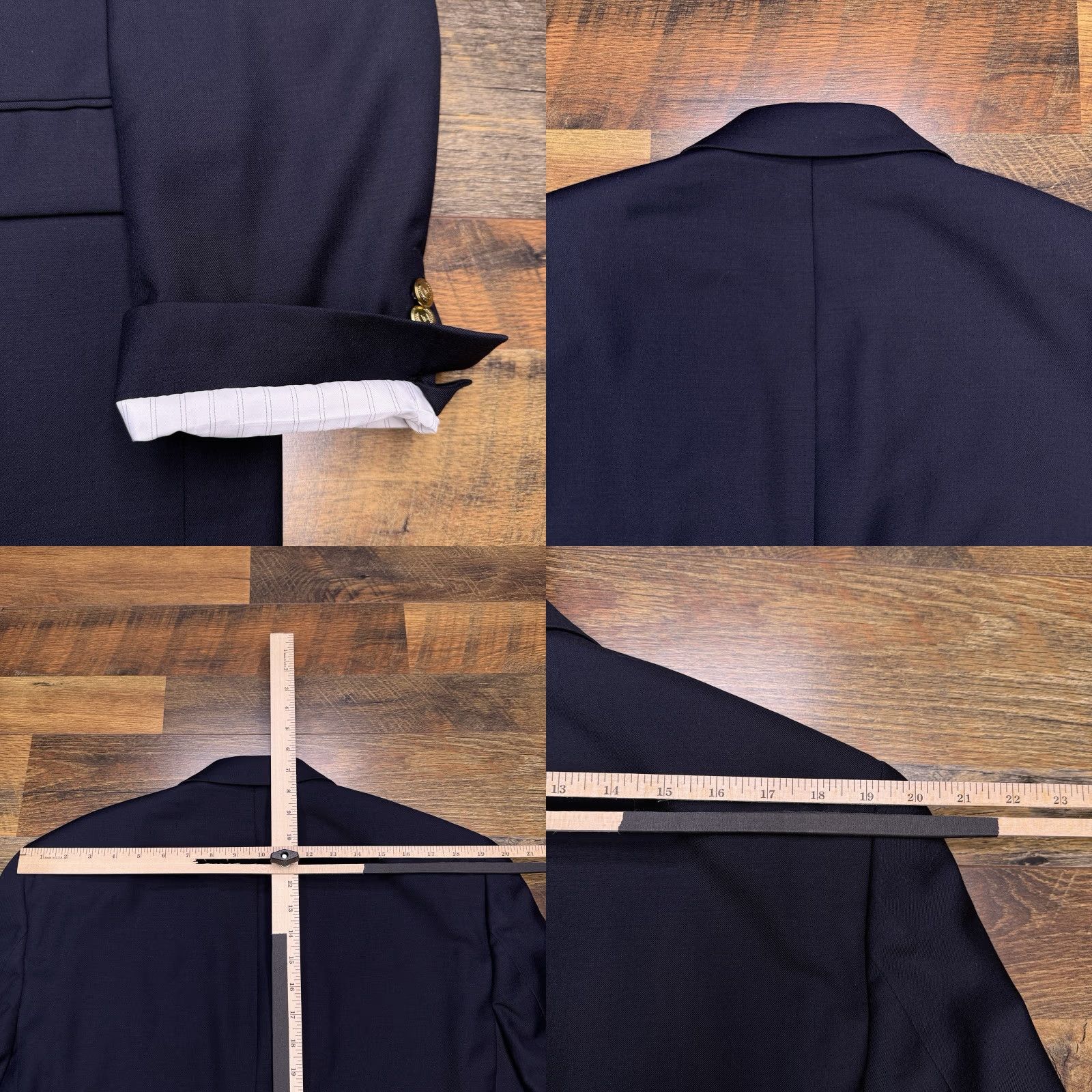 Chaps Chaps Sport Coat Blazer Navy Blue 42R Wool Four-Button Notch Lapel Regular Single-Breasted Dry Clean Only Men Size 42R - 8 Thumbnail