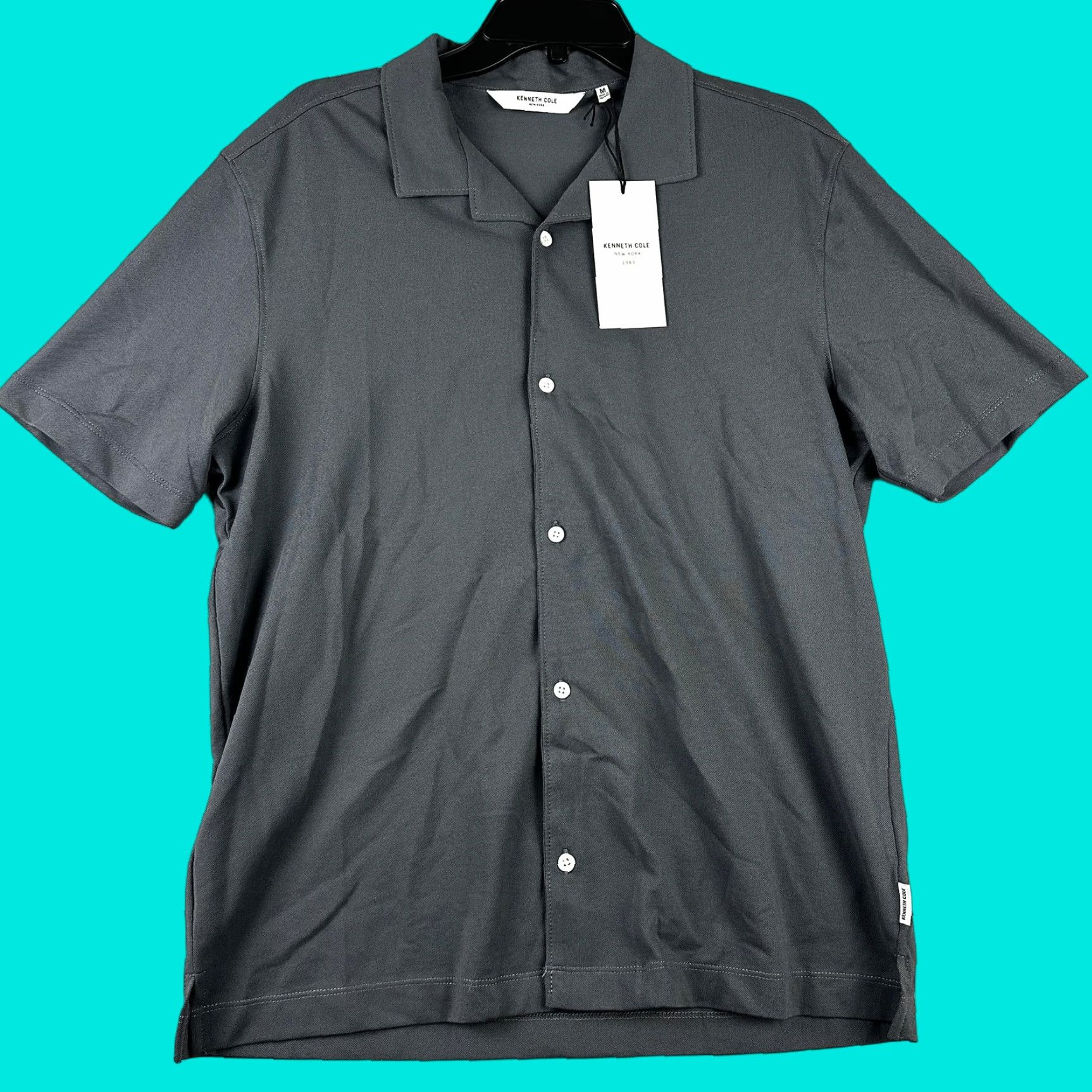 Kenneth Cole Kenneth Cole Shirt Mens Medium Arctic Sea Blue Button Up Short Sleeve Modern New Size US M / EU 48-50 / 2 - 1 Thumbnail
