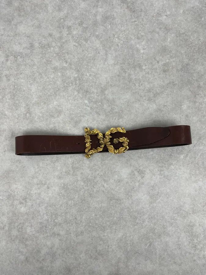 Dolce & Gabbana AW2006 Dolce & Gabbana Baroque Golden Buckle Brown Leather Belt Size ONE SIZE - 4 Thumbnail