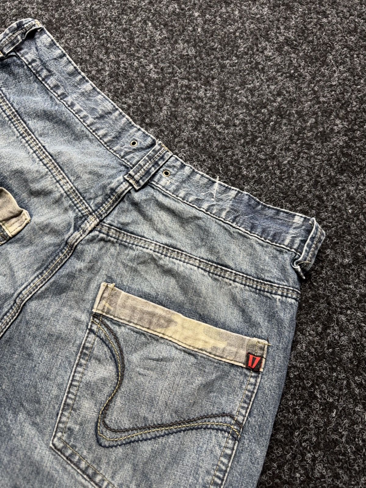 Japanese Brand Vintage 00s Denim Cargo Jeans Y2K Distressed Workwear Baggy Size US 31 - 20 Thumbnail