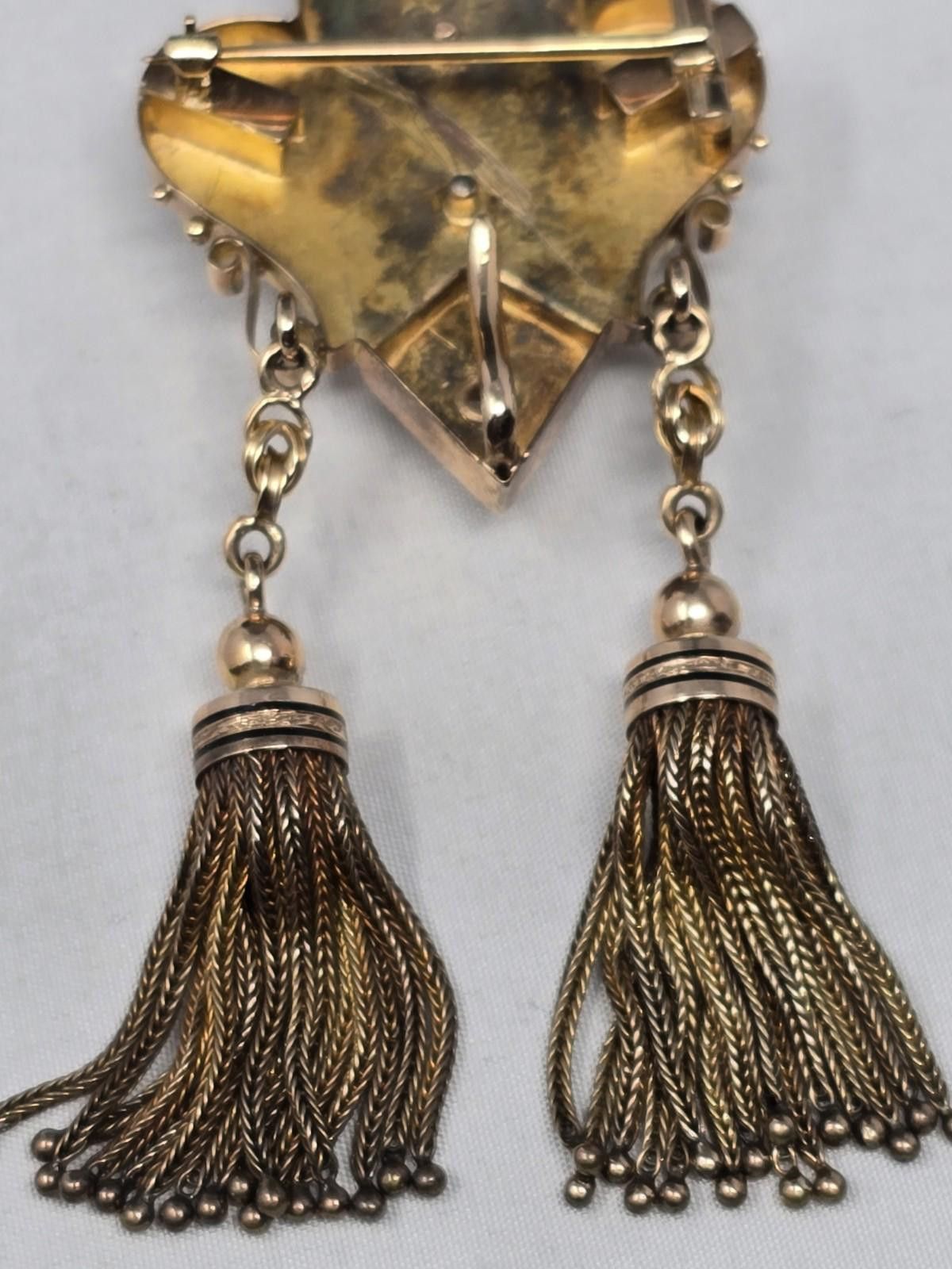 Antique Rivet Antique Victorian 14K Gold Diamond Tassel Brooch Pendant Size ONE SIZE - 5 Thumbnail
