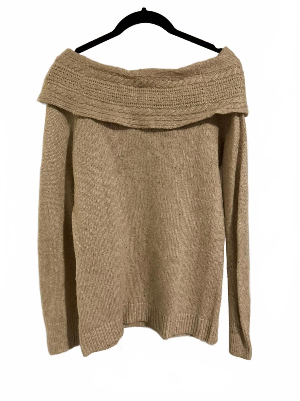 Other White House Black Market Beige Off-Shoulder Cable Knit M Size M / US 6-8 / IT 42-44 - 5 Thumbnail