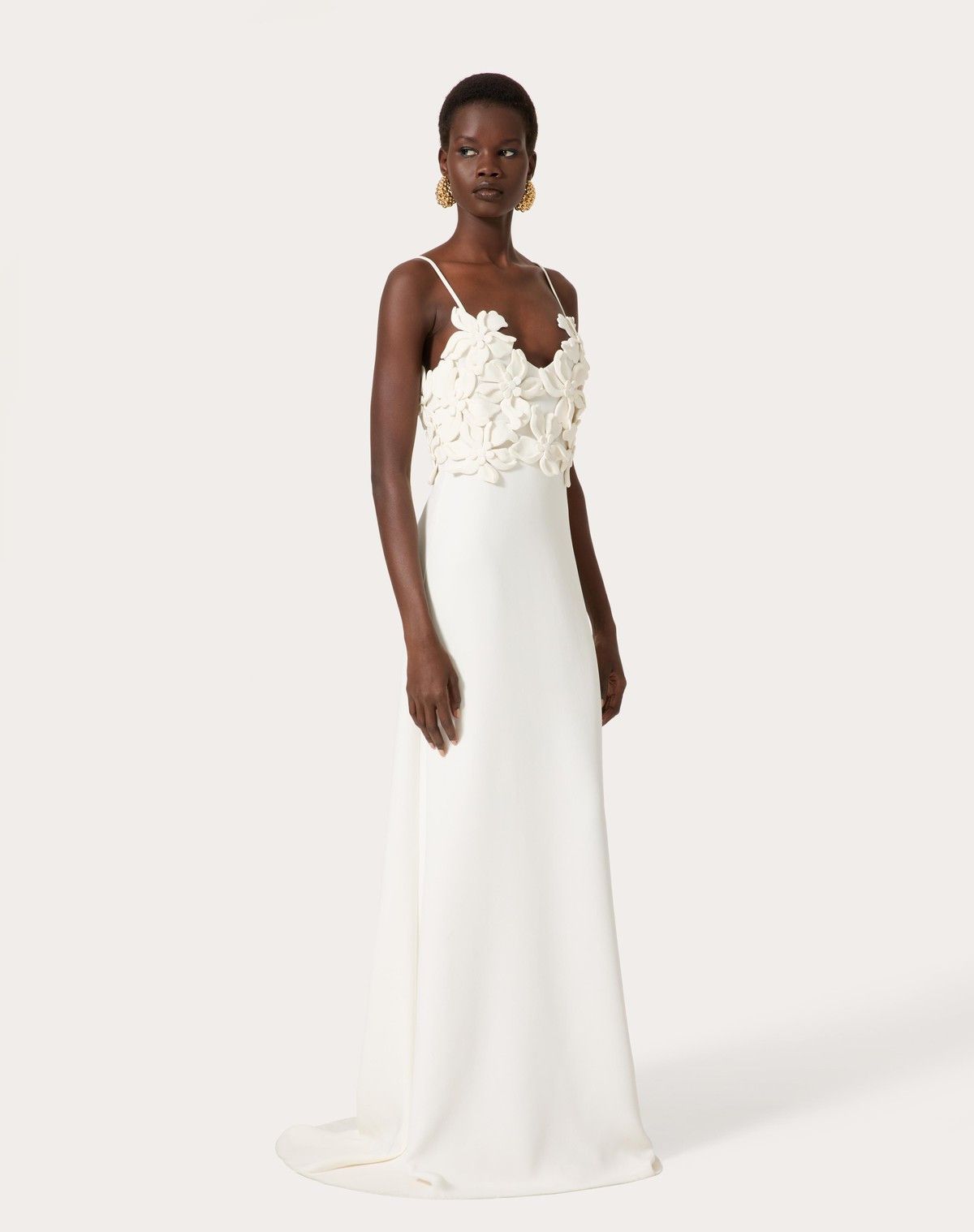 Valentino o1s1wg110525 Embroidered Cady Couture Gown in White Size M / US 6-8 / IT 42-44 - 3 Thumbnail