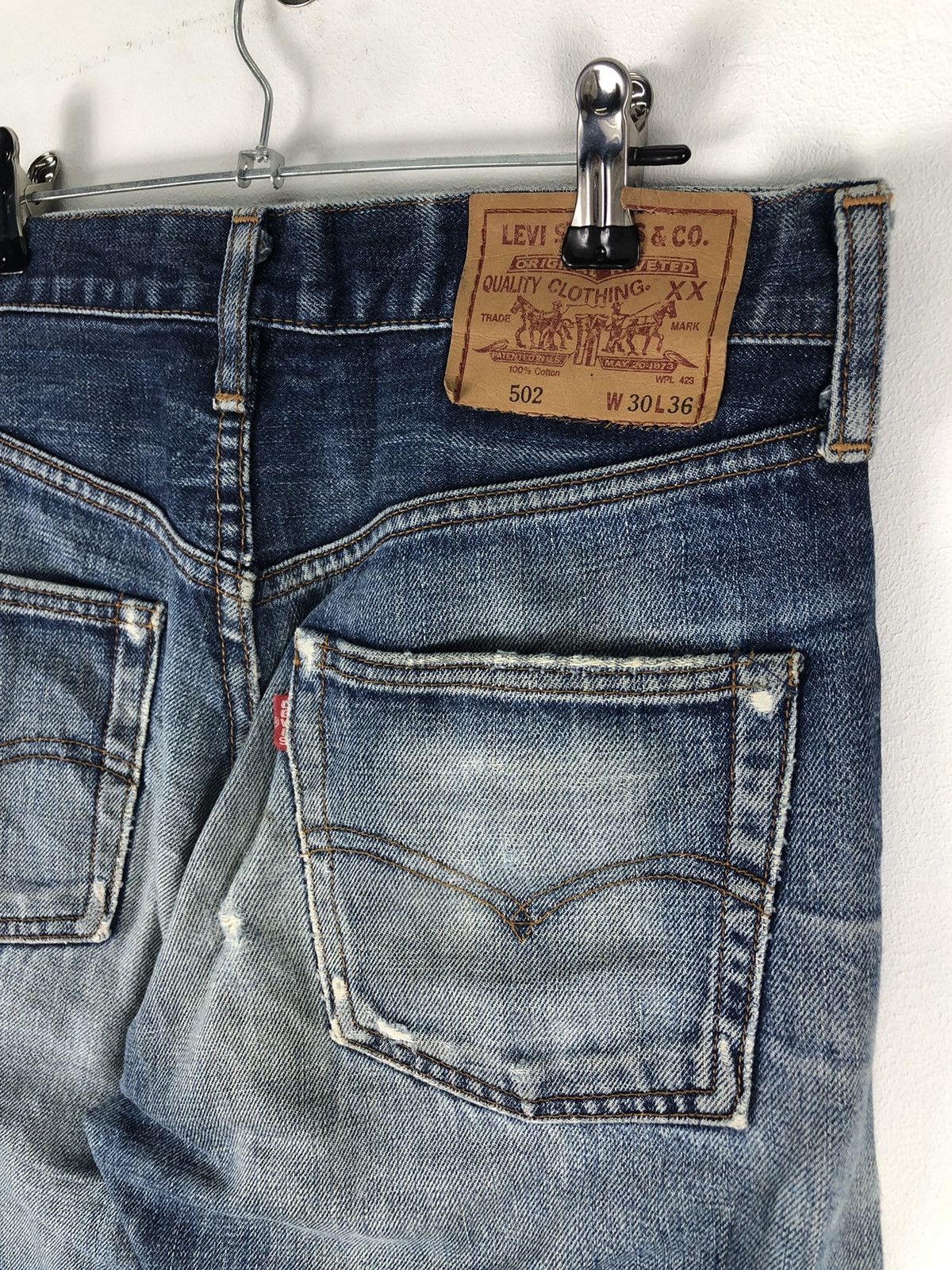 Levi's Vintage 90's LEVI'S 502 Big E Talon Zipper Redline Selvedge Size US 30 / EU 46 - 6 Thumbnail