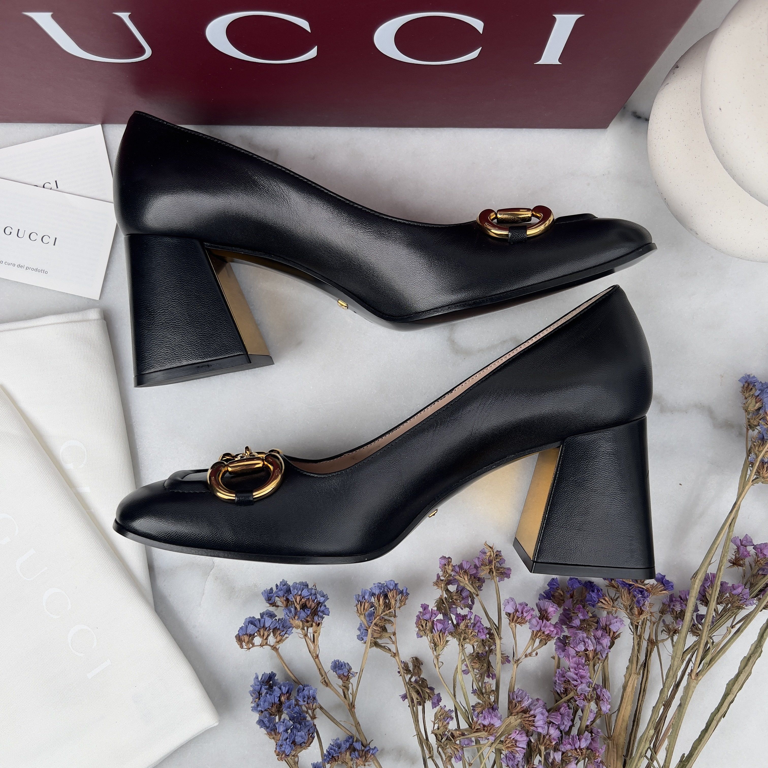 Gucci Gucci Horsebit Pumps Block Heels Black Leather Size US 8.5 / IT 38.5 - 5 Thumbnail