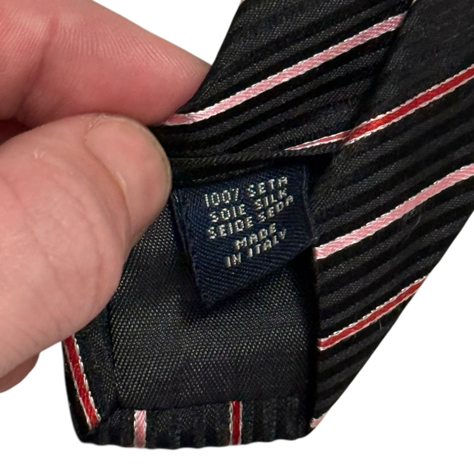 Other Sartori Silk Tie Necktie Diagonal Stripes Italy Black Red Size ONE SIZE - 6 Thumbnail
