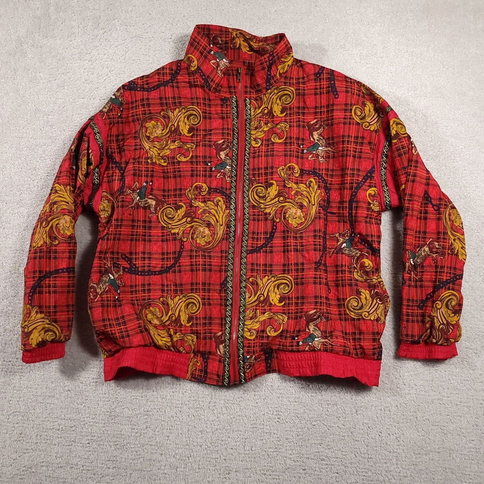 Vintage VINTAGE Sports Accent Jacket Womens Petite Large Red Plaid Baroque Horse Equestrian 90s Size L / US 10 / IT 46 - 2 Thumbnail
