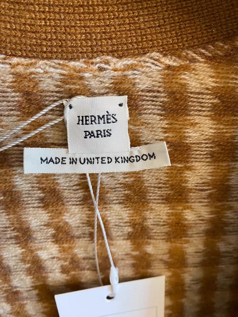 Hermes Hermes Brown Houndstooth Wool Coat-2506 Size XXS / US 00 / IT 34 - 4 Thumbnail