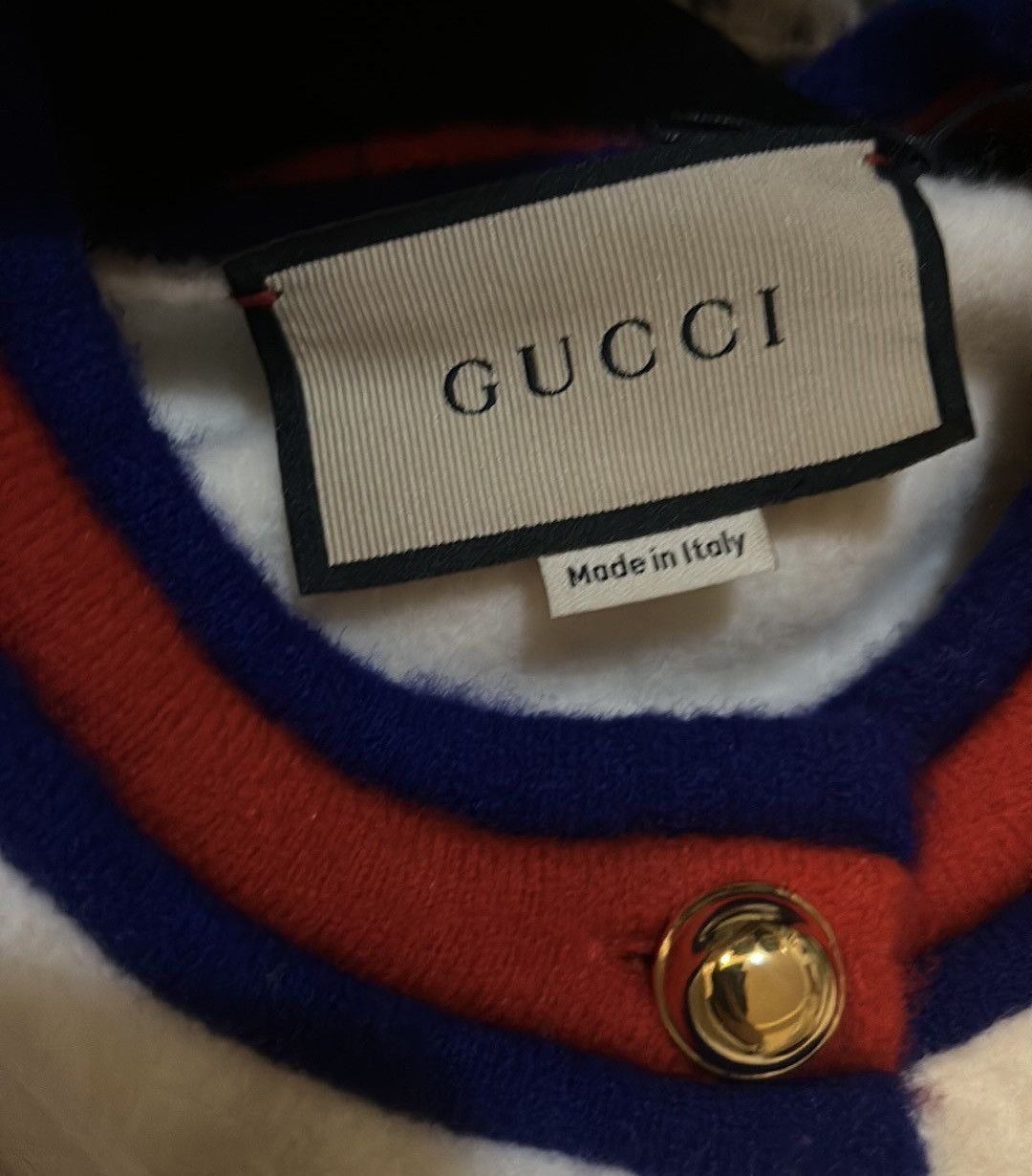 Gucci Gucci Felted GG Fine Wool Cardigan Ivory/Blue/Red Size M Size M / US 6-8 / IT 42-44 - 12 Thumbnail