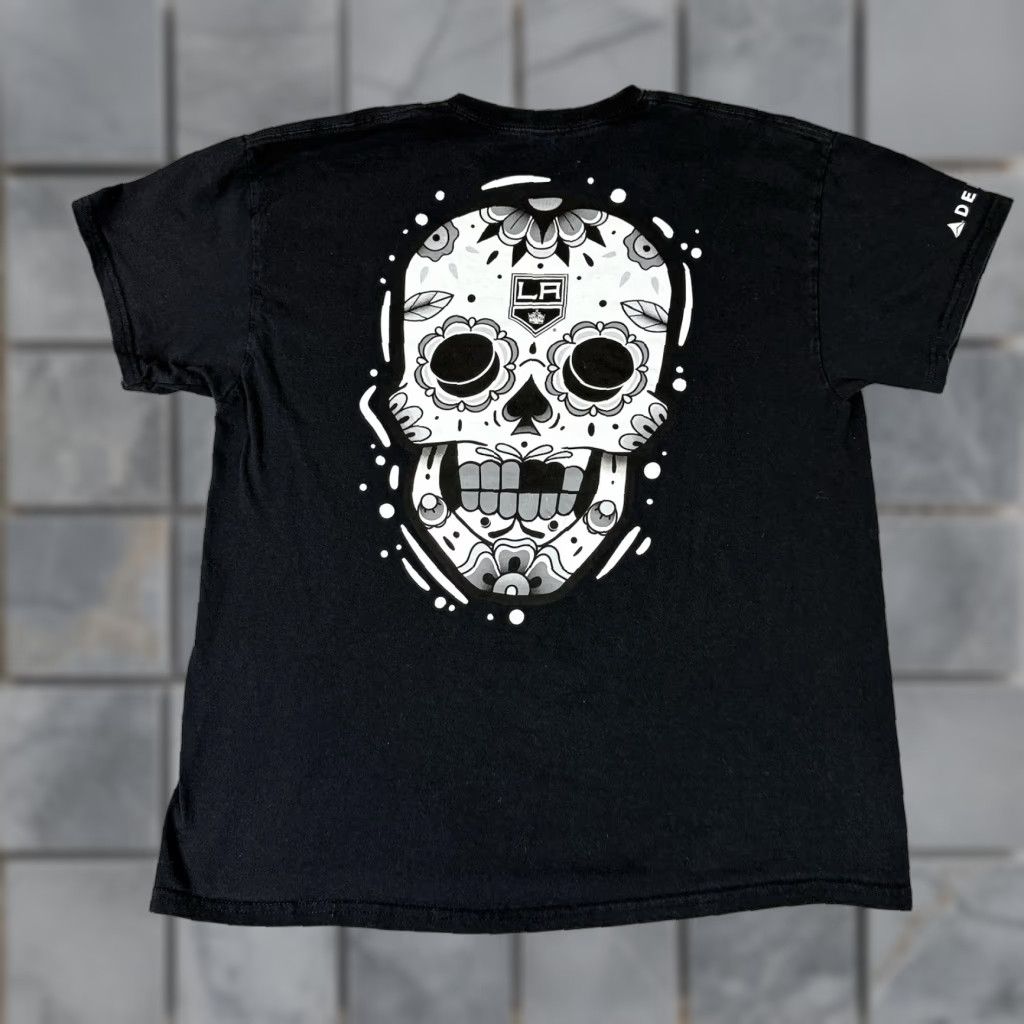 Gildan VINTAGE LA Kings T Shirt Adult XL Black Day Of The Dead Skull Rare Size US XL / EU 56 / 4 - 1 Thumbnail