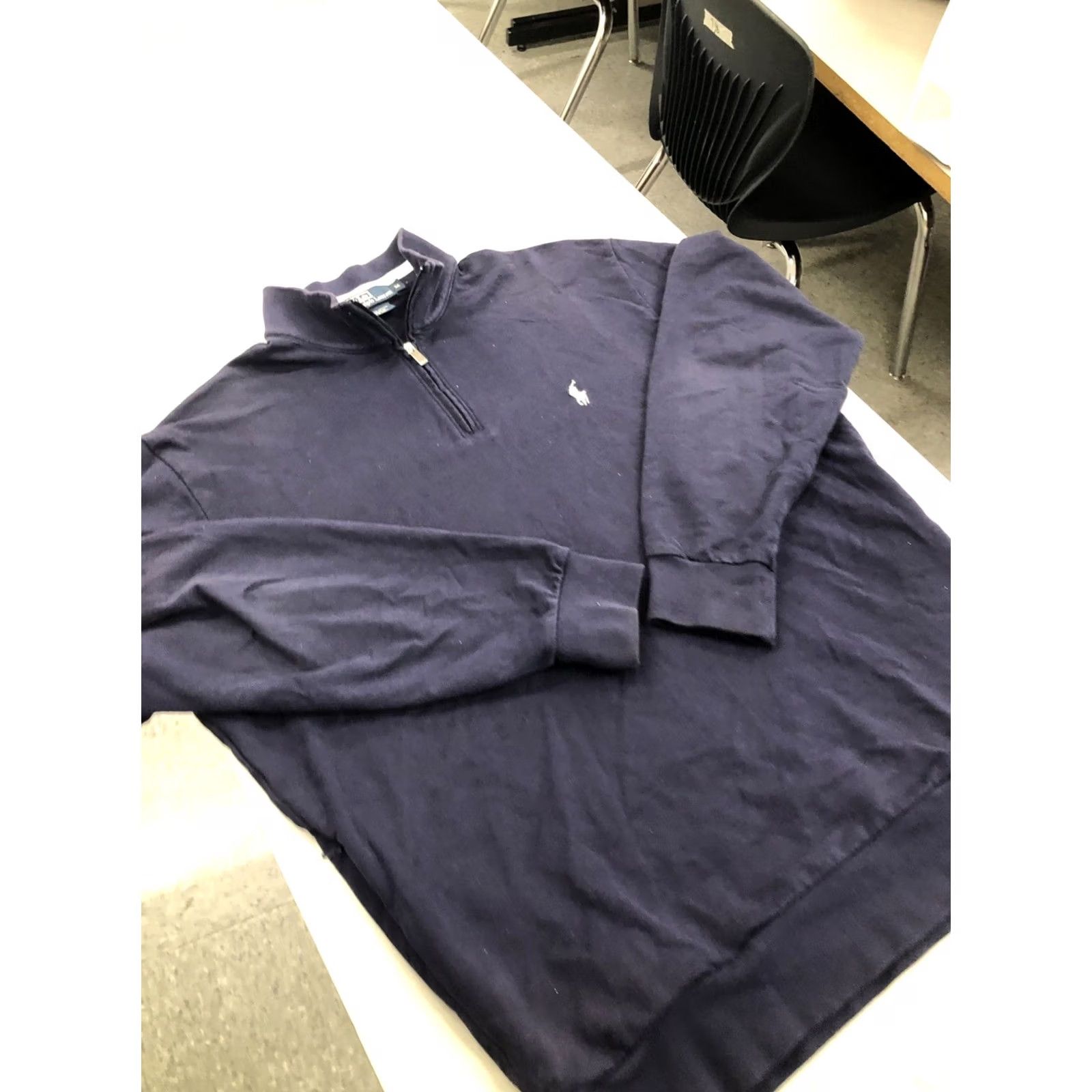 Polo Ralph Lauren Polo Ralph Lauren Pullover 1/4 Zip Mock Neck Long Sleeve Navy Blue Pima Cotton Knit with Zip Pockets Mens M Size US M / EU 48-50 / 2 - 5 Thumbnail