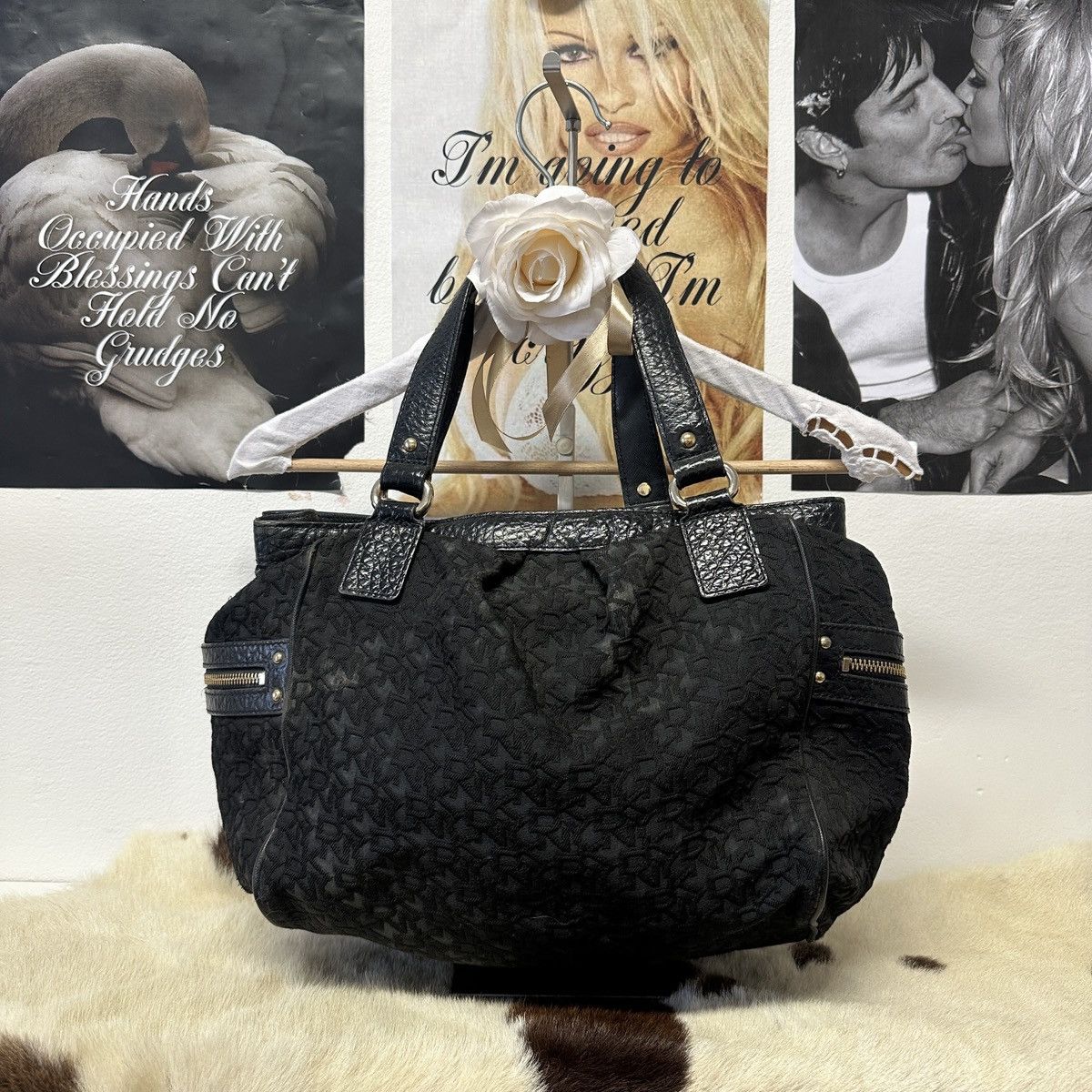 DKNY Vintage DKNY black leather shoulder tote bag Size ONE SIZE - 4 Thumbnail