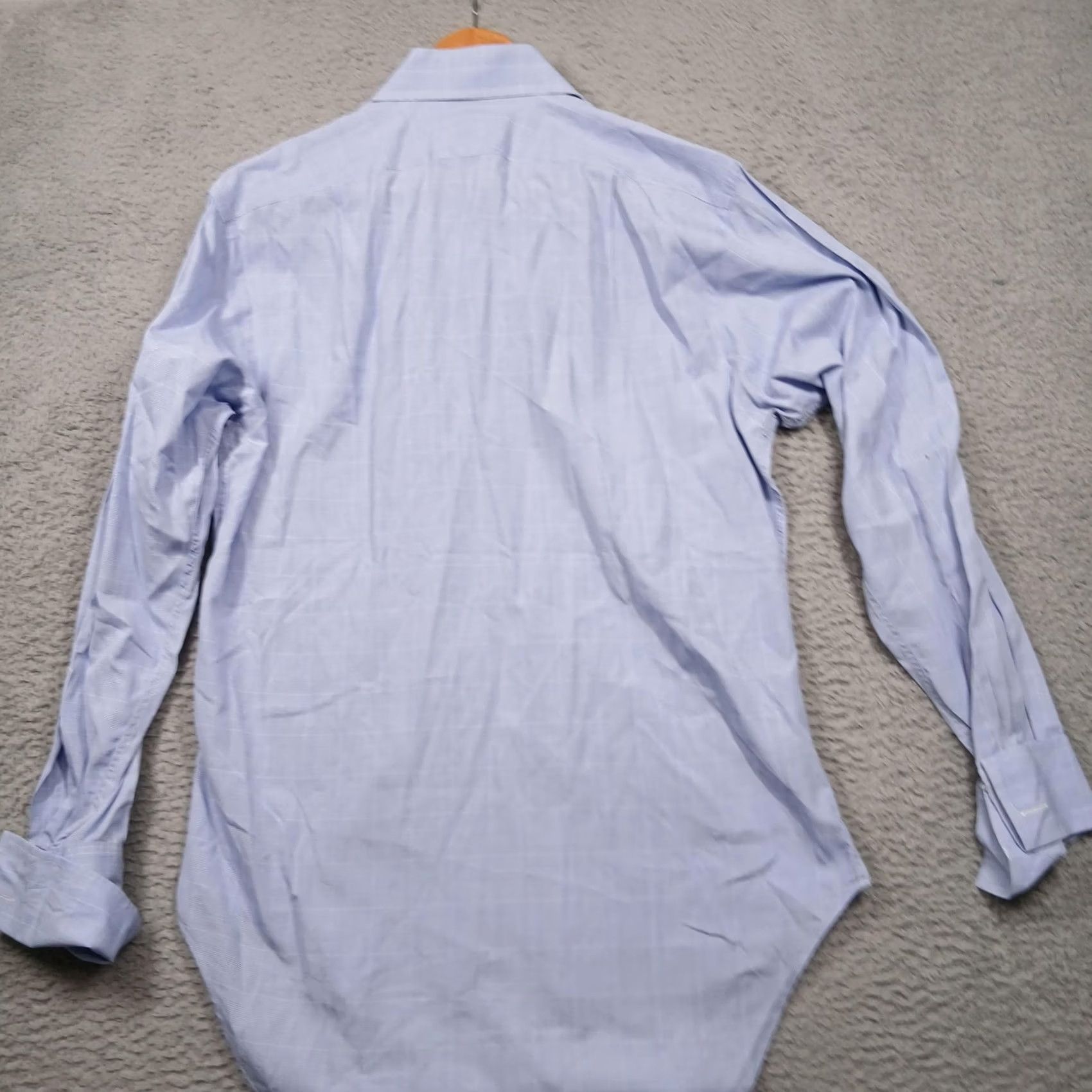 Vintage T.M.Lewin Shirt Mens 15.5 Blue Plaid Spread Collar Long Sleeve 100% Cotton Dress Shirts Size 42R - 2 Thumbnail