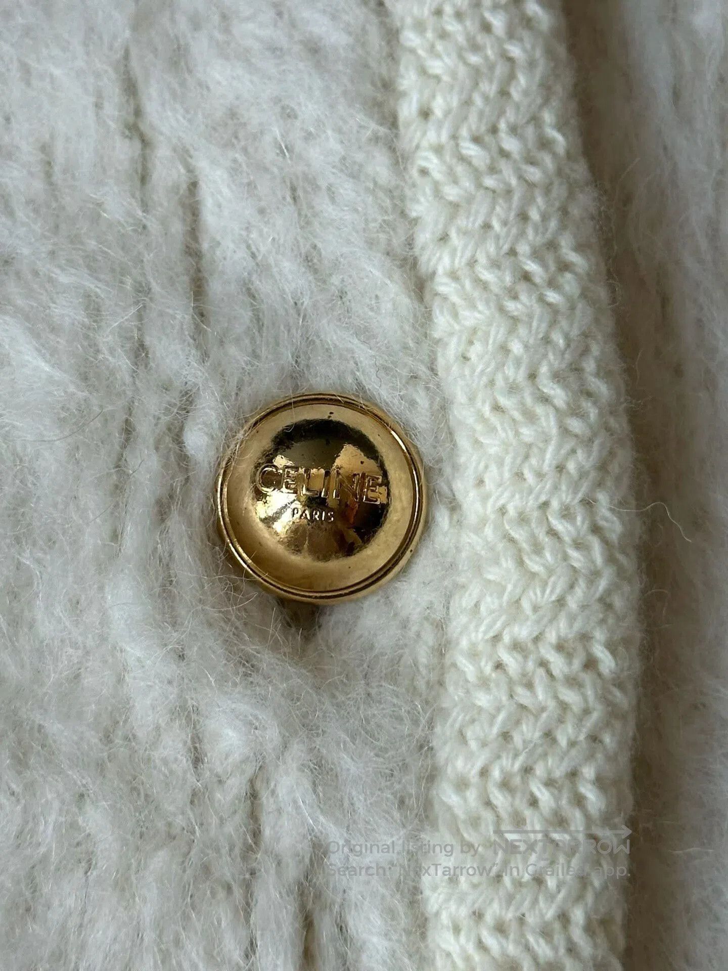 Celine CELINE Cream White Gold Button Mohair Coat| Size L / US 10 / IT 46 - 6 Thumbnail