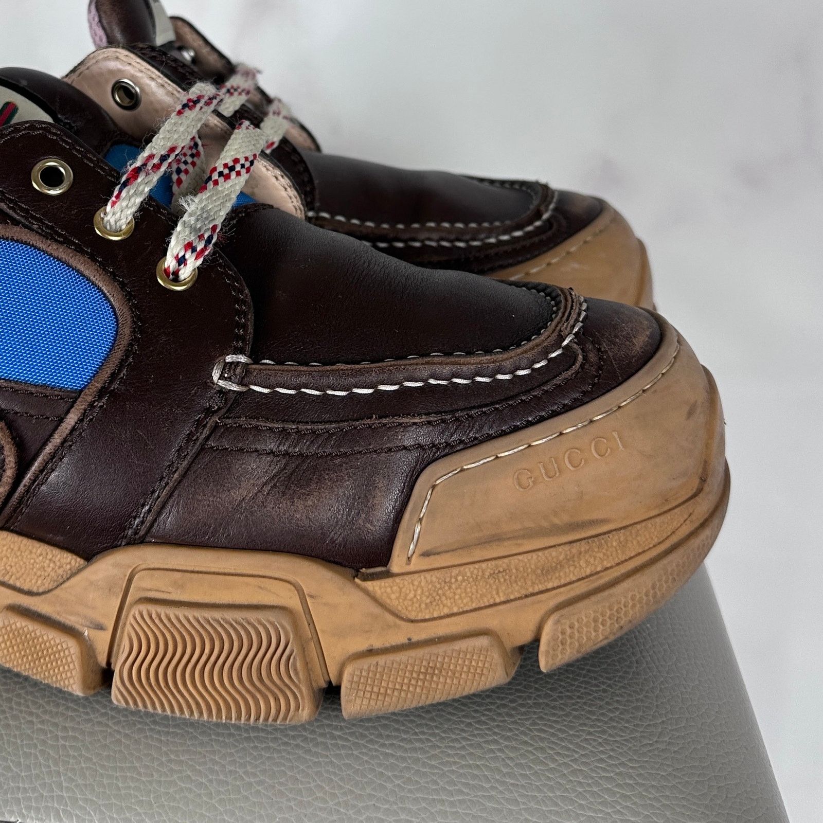 Gucci Boatrek Brown Leather Sneaker Size US 7 / EU 40 - 9 Thumbnail