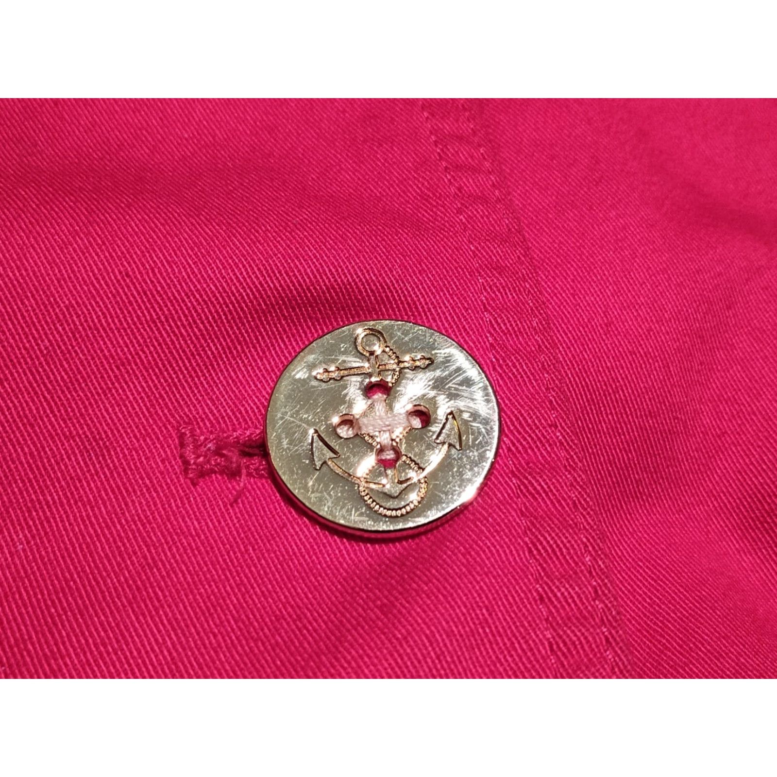 Ralph Lauren VINTAGE Lauren Ralph Lauren Women’s Jacket Short Denim Red Nautical Anchor Gold Buttons Size L Size L / US 10 / IT 46 - 2 Thumbnail