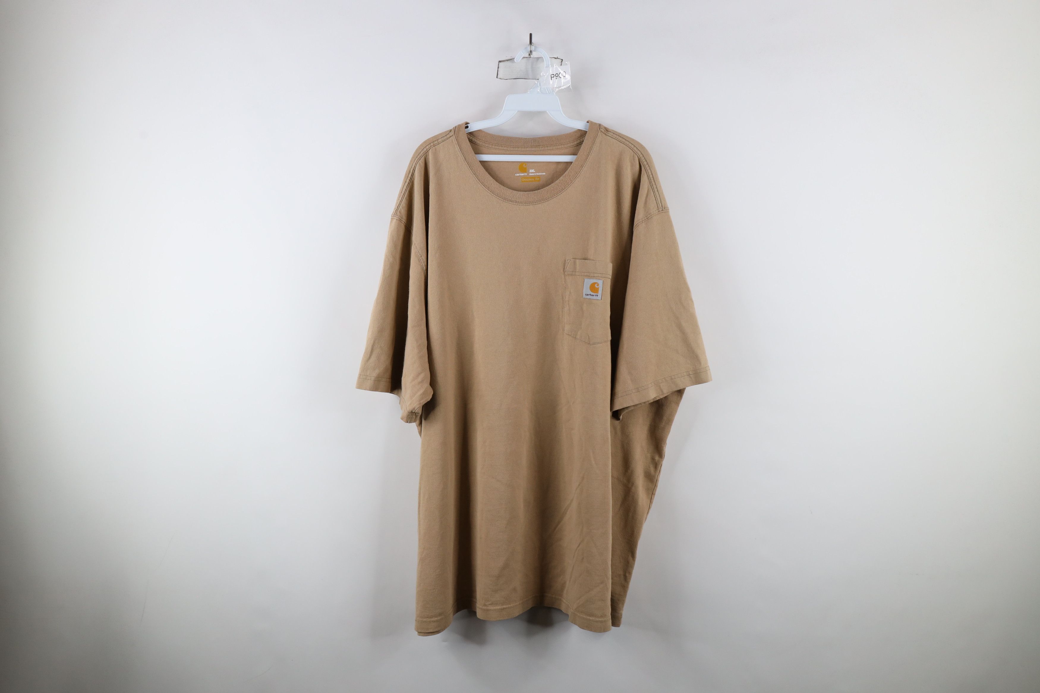 Carhartt × Vintage Vintage Carhartt Faded Spell Out Pocket T-Shirt Beige Tan Size US XXL / EU 58 / 5 - 1 Thumbnail