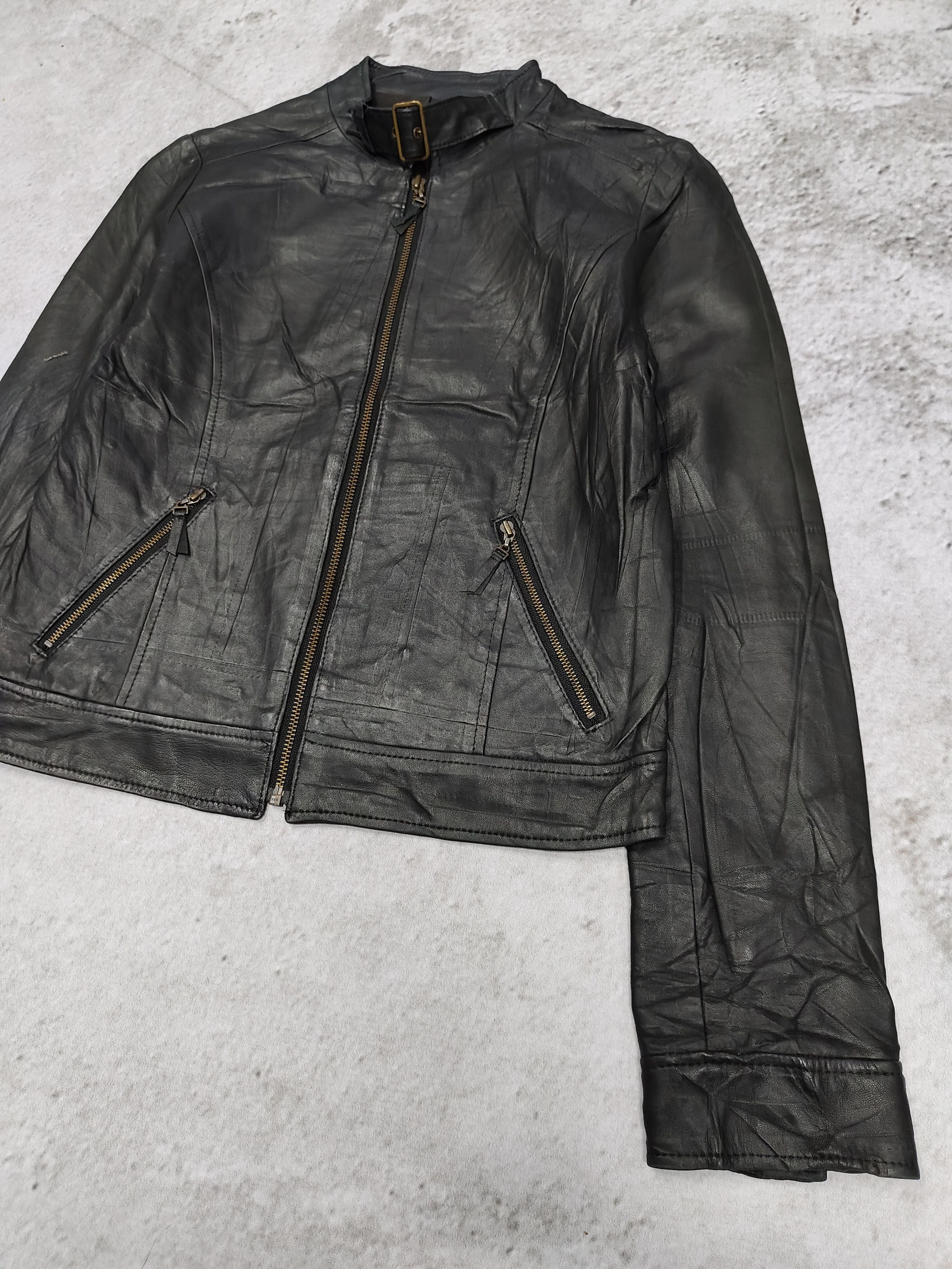 Japanese Brand 00s Carlife- Y2K Minimalist Sheepskin Leather Moto Jacket Size M / US 6-8 / IT 42-44 - 5 Thumbnail