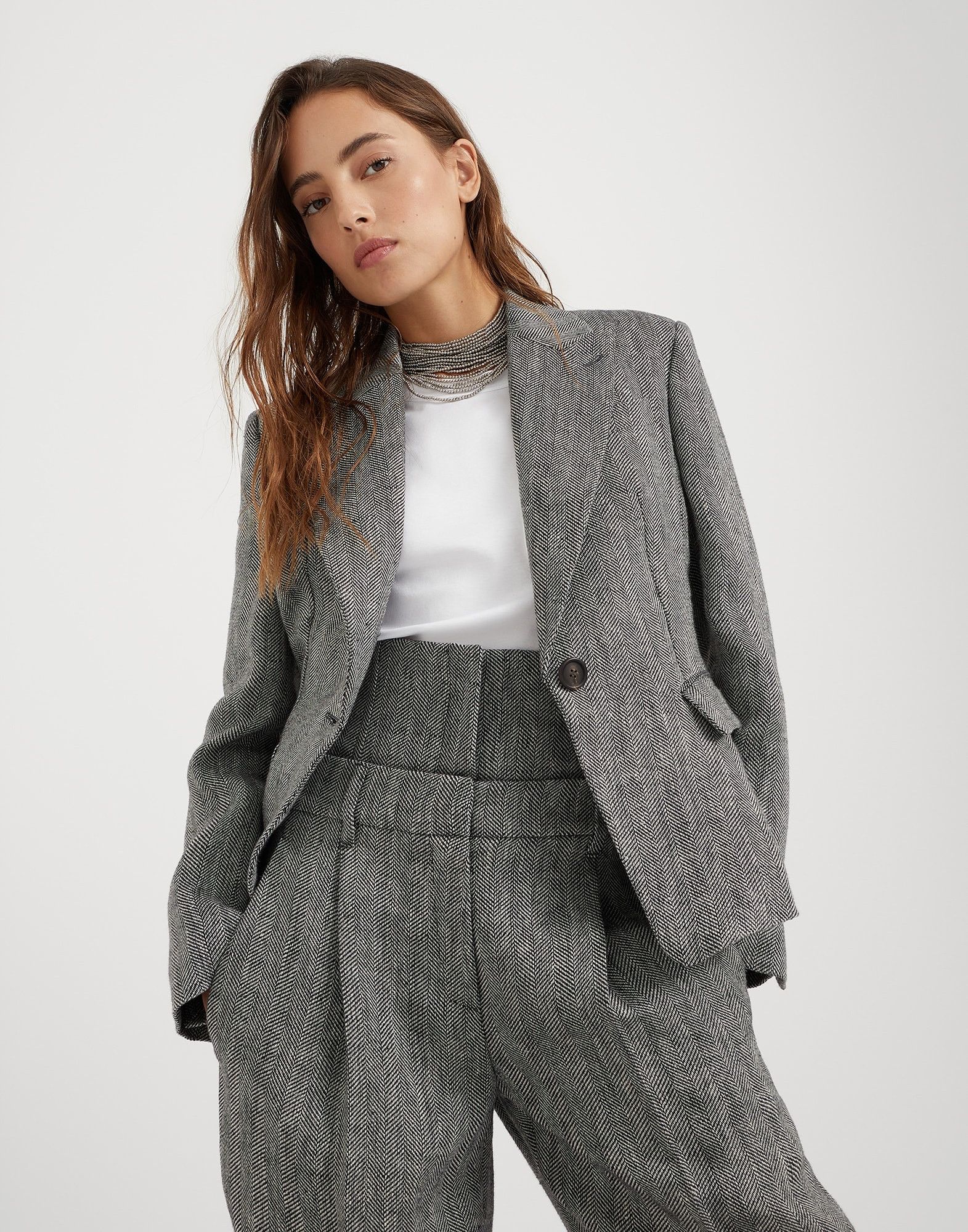 Brunello Cucinelli o1y0725 Blazer in Gray Size M / US 6-8 / IT 42-44 - 3 Thumbnail