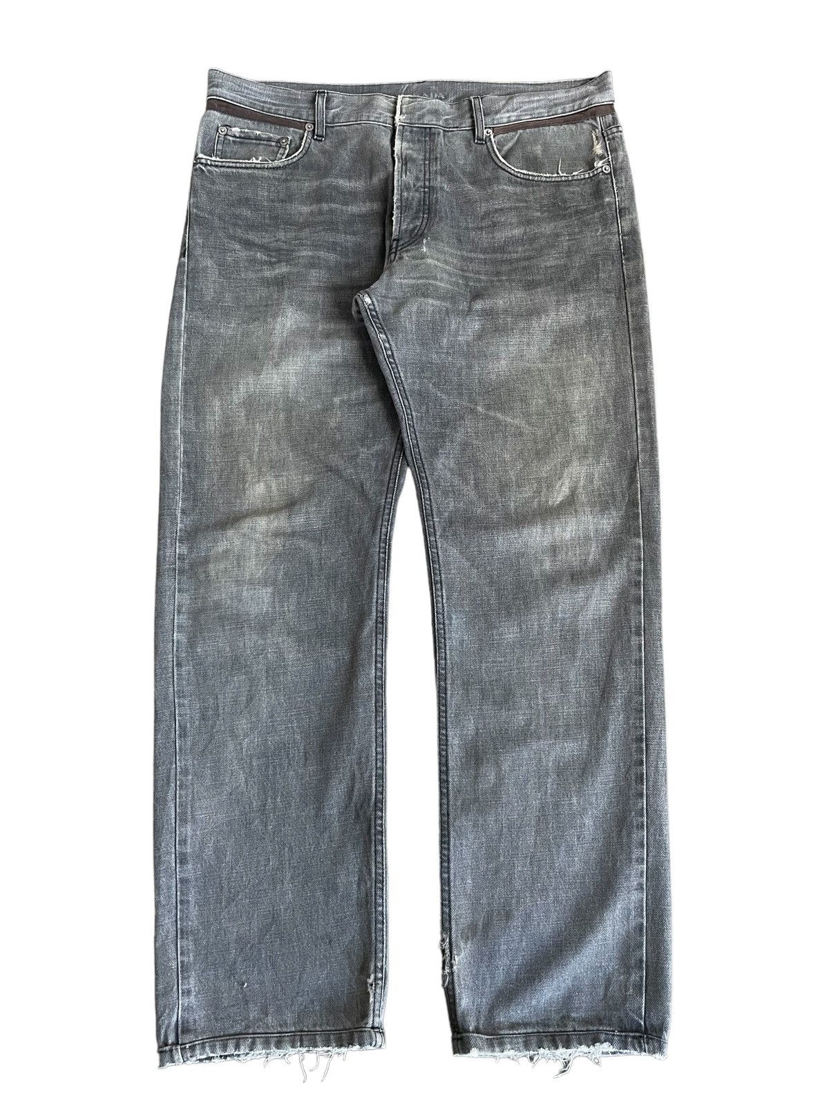 image of Archival Clothing Vintage Prada Grey Washed Loose Jeans, Men's (Size 37)