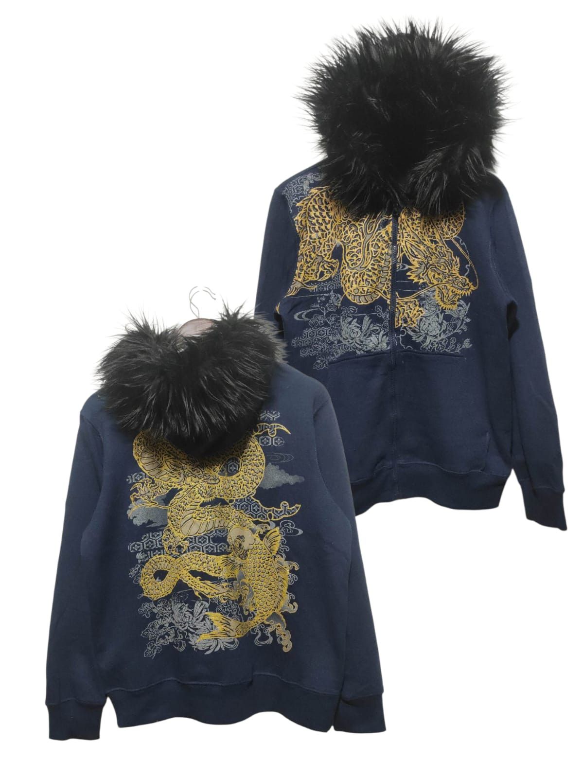 Japanese Brand Oblo Sukajan Dragon zip fur hoodie ifsix LGB style Size US M / EU 48-50 / 2 - 2 Thumbnail