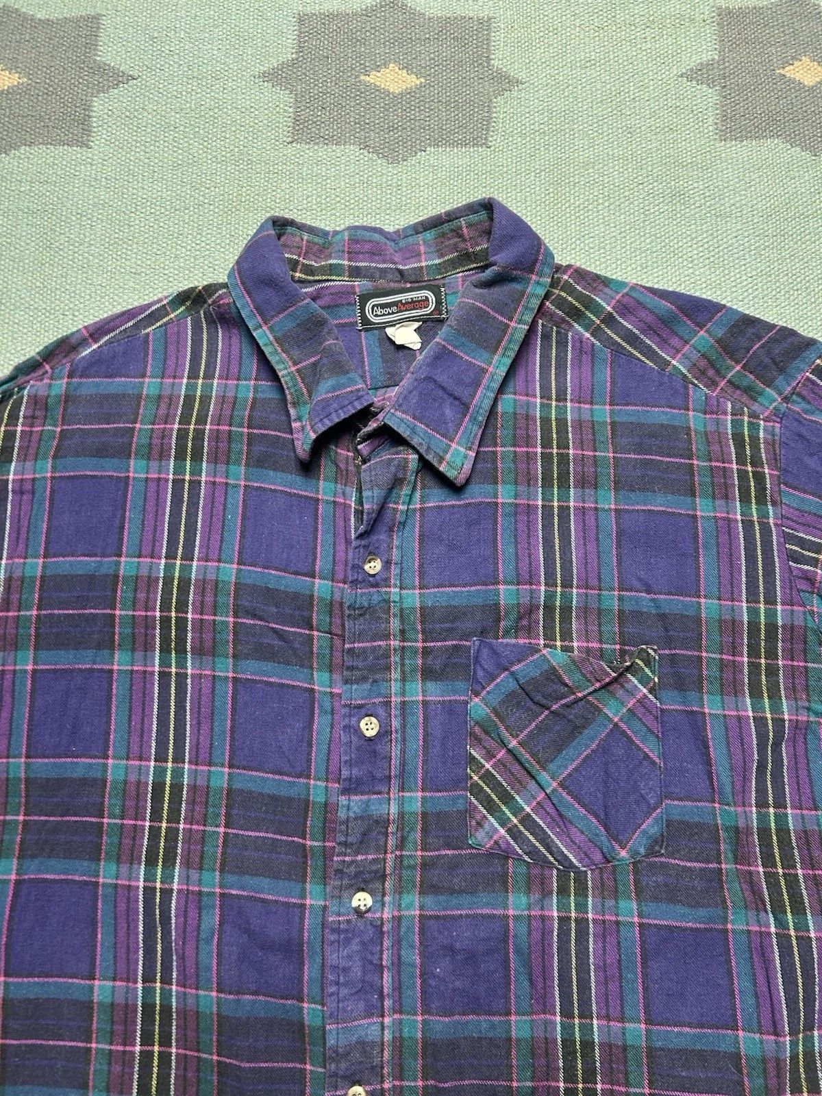 Vintage Vtg 80s flannel shirt brushed cotton soft plaid purple 3XL Size US XXL / EU 58 / 5 - 3 Thumbnail