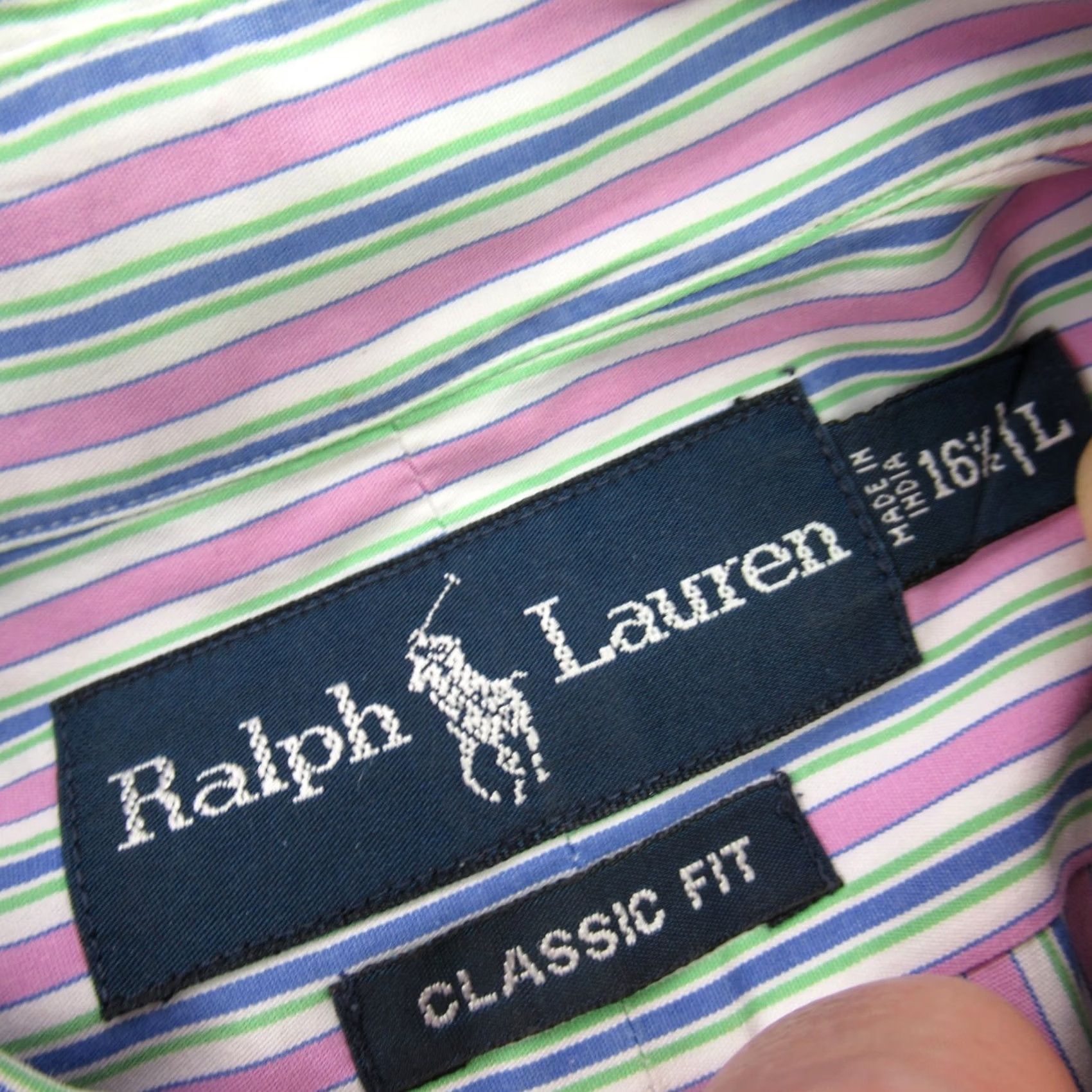 Polo Ralph Lauren Ralph Lauren Shirt Mens 16.5 Long Sleeve Button Front Stripes Classic Fit Shirt Size US L / EU 52-54 / 3 - 4 Thumbnail