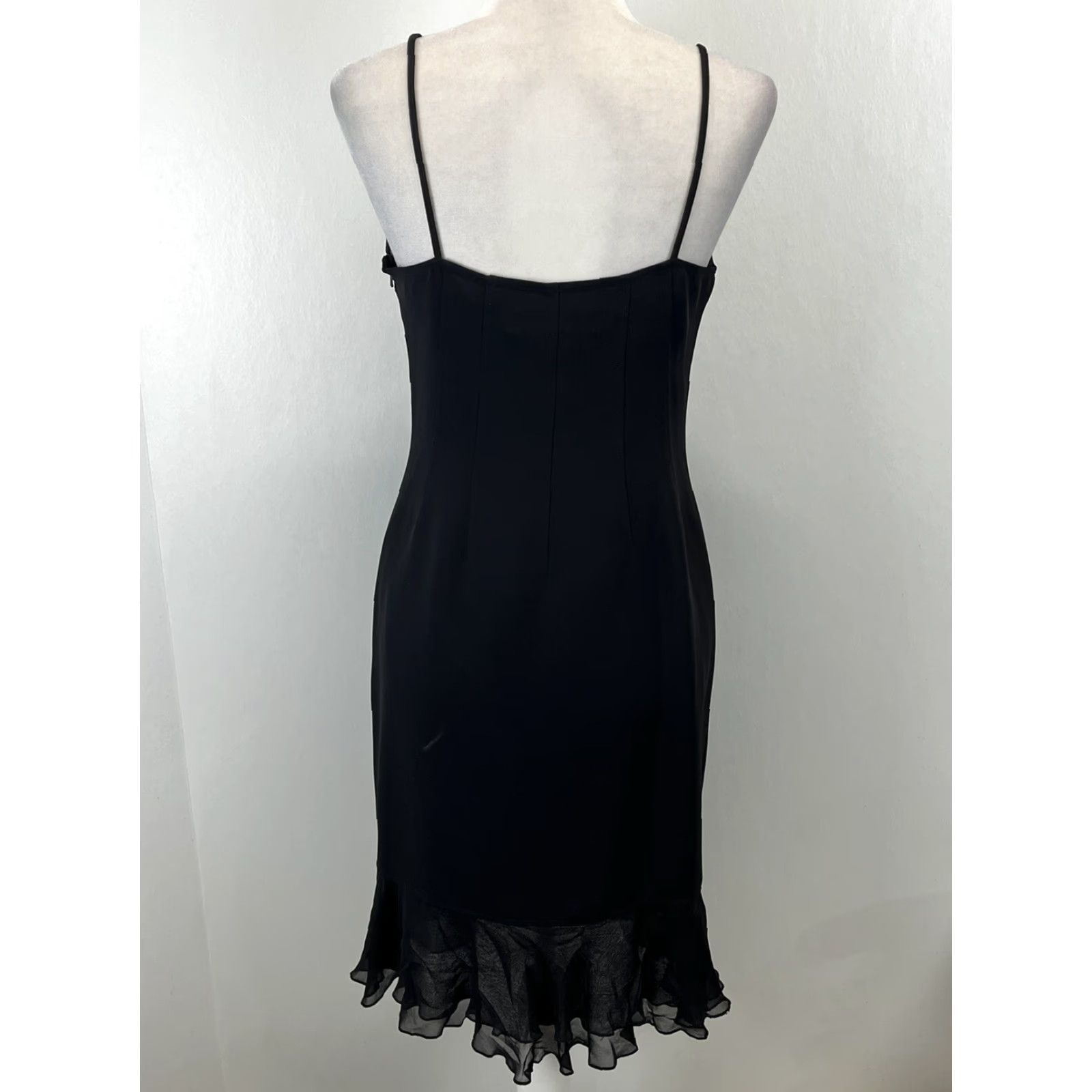 Jones New York JONES NEW YORK Black Slip Dress Women's Size 6 Sleeveless Lined Flutter Hem Knee Length Size M / US 6-8 / IT 42-44 - 3 Thumbnail