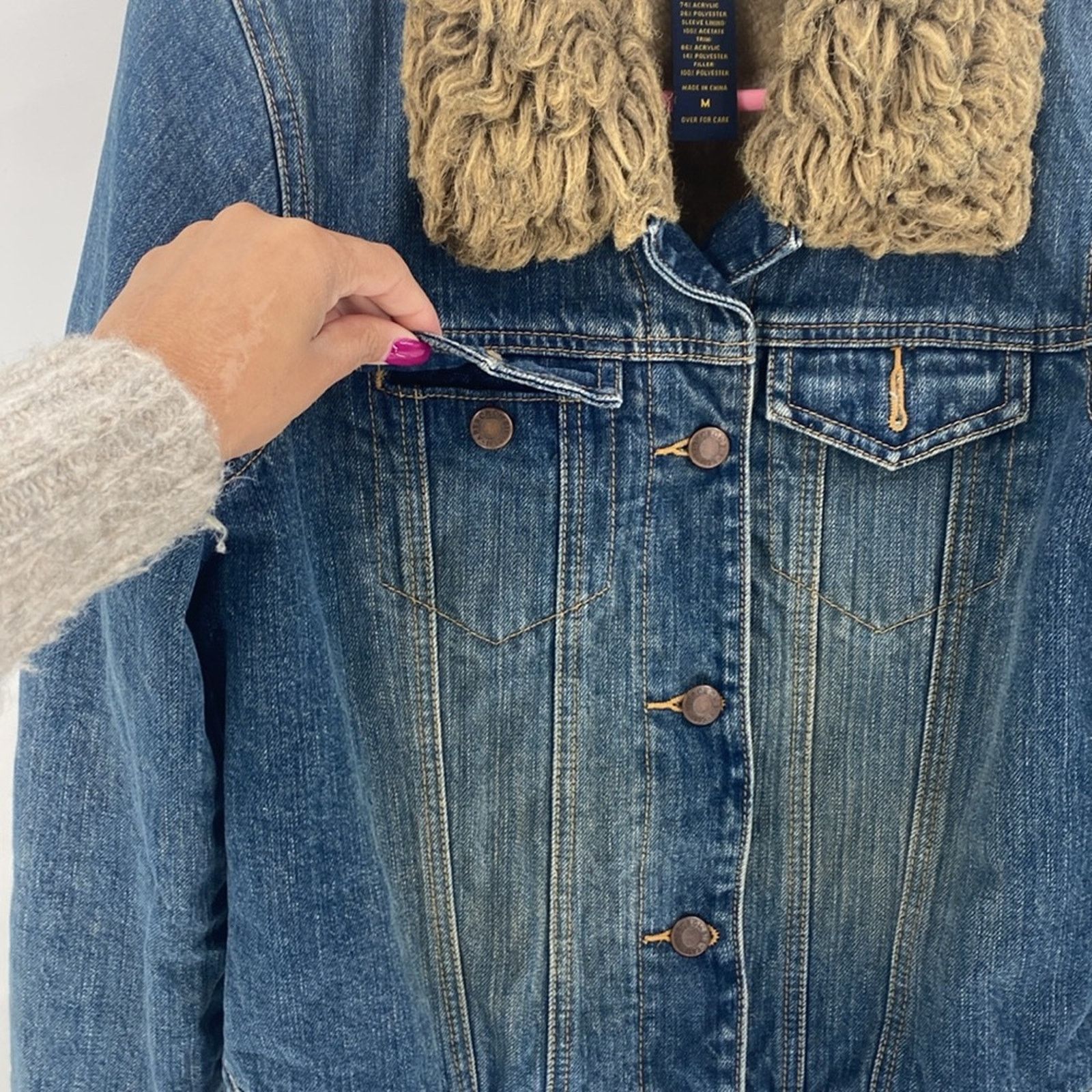 Abercrombie & Fitch Abercrombie & Fitch denim faux fur collar lined Y2K jacket Size M / US 6-8 / IT 42-44 - 8 Thumbnail
