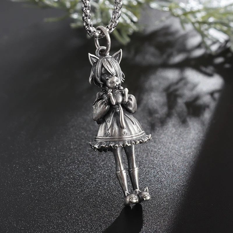 Vintage Cute Girl Cat Ears Pendant Necklace Size ONE SIZE - 5 Thumbnail