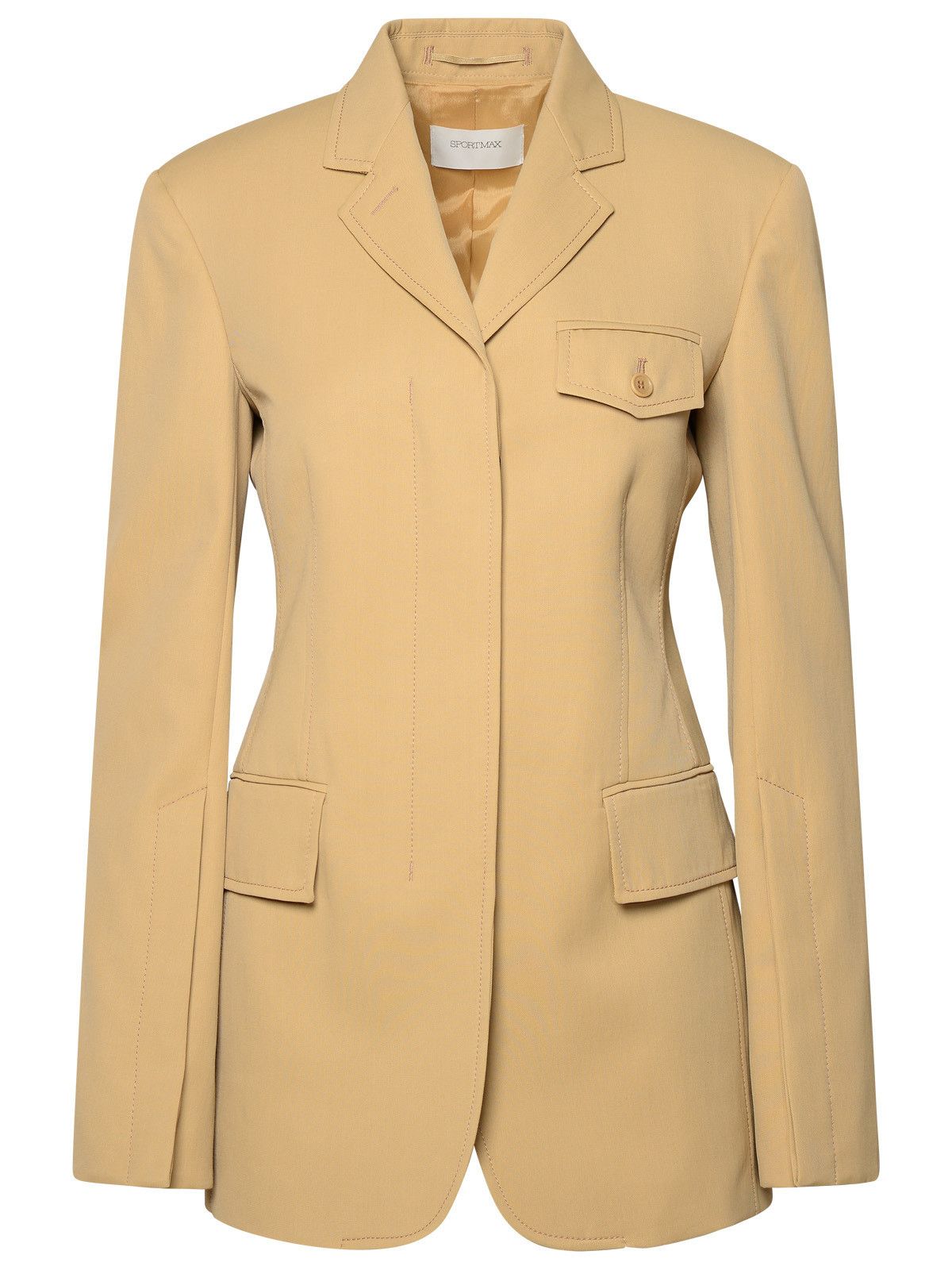 image of Sportmax Beige Cotton Blend Blazer, Women's (Size Medium)
