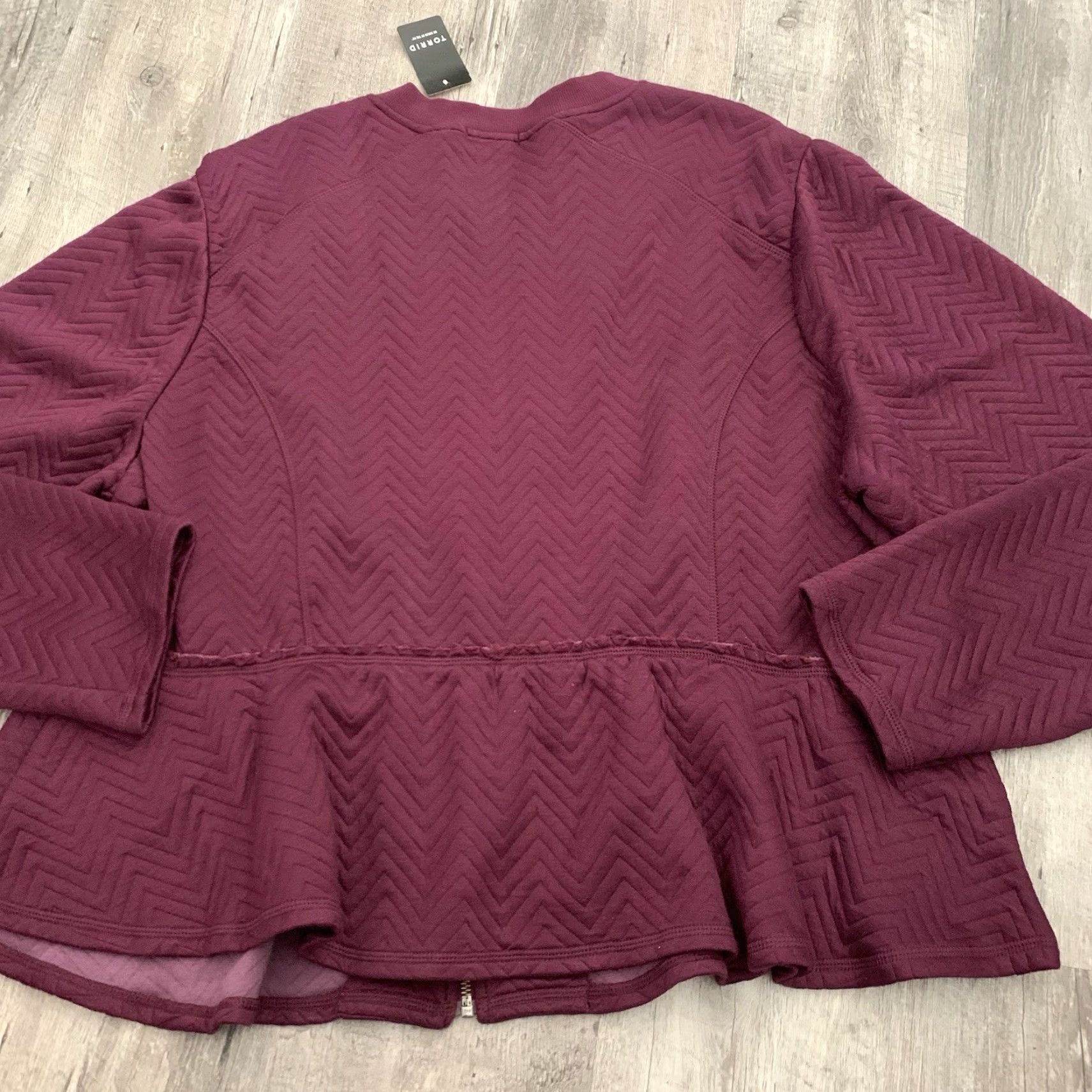Torrid Torrid Womens Quilted Peplum Full Zip Jacket Wine Size 4 Fray Accent Comfy Soft Size XXL / US 16-18 / IT 52-54 - 5 Thumbnail