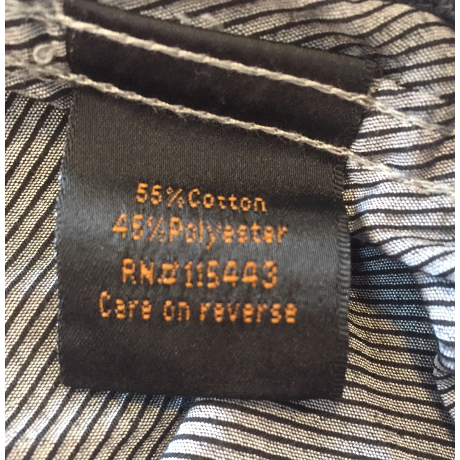 Vintage Helix Mens Button-Up Shirt L/S Striped Gray Cotton Blend Pockets Regular Medium B359 Size US M / EU 48-50 / 2 - 5 Thumbnail