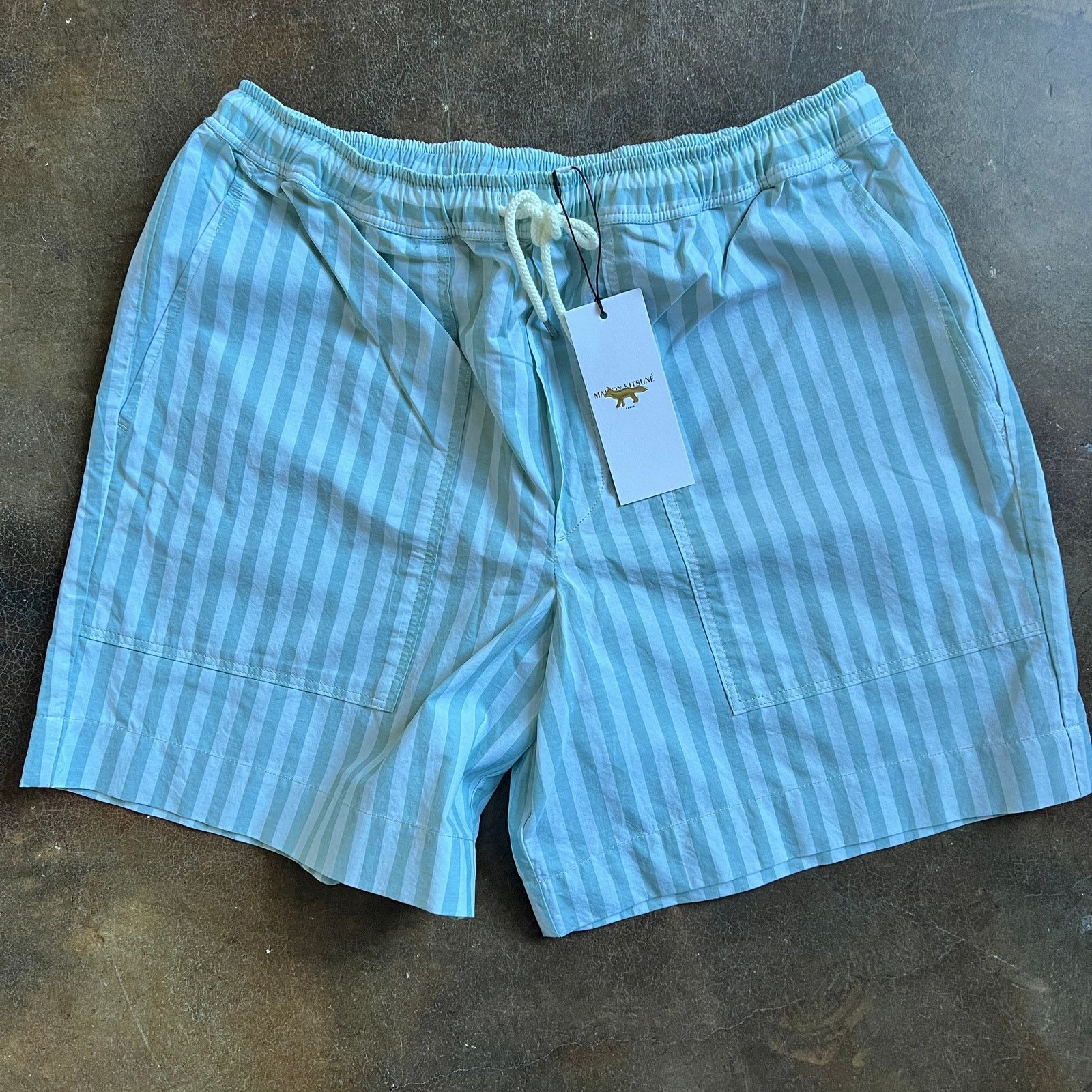 Maison Kitsune Maison Kitsune Mens Blue Striped Shorts Size L MSRP $419 Size US 32 / EU 48 - 6 Thumbnail