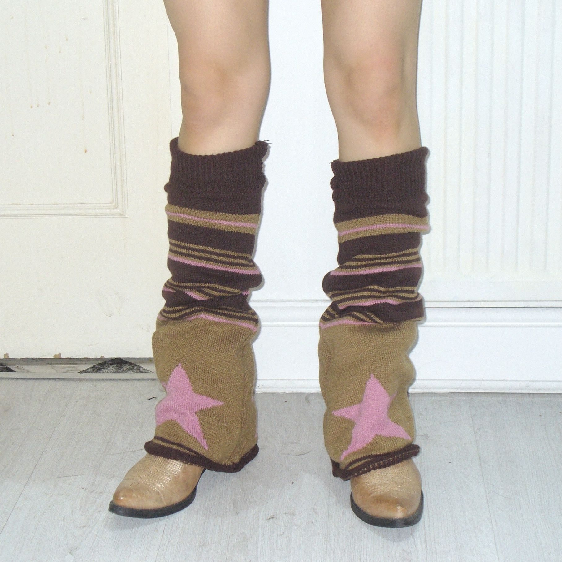 Other Brown and pink star leg warmer Size ONE SIZE - 1 Thumbnail
