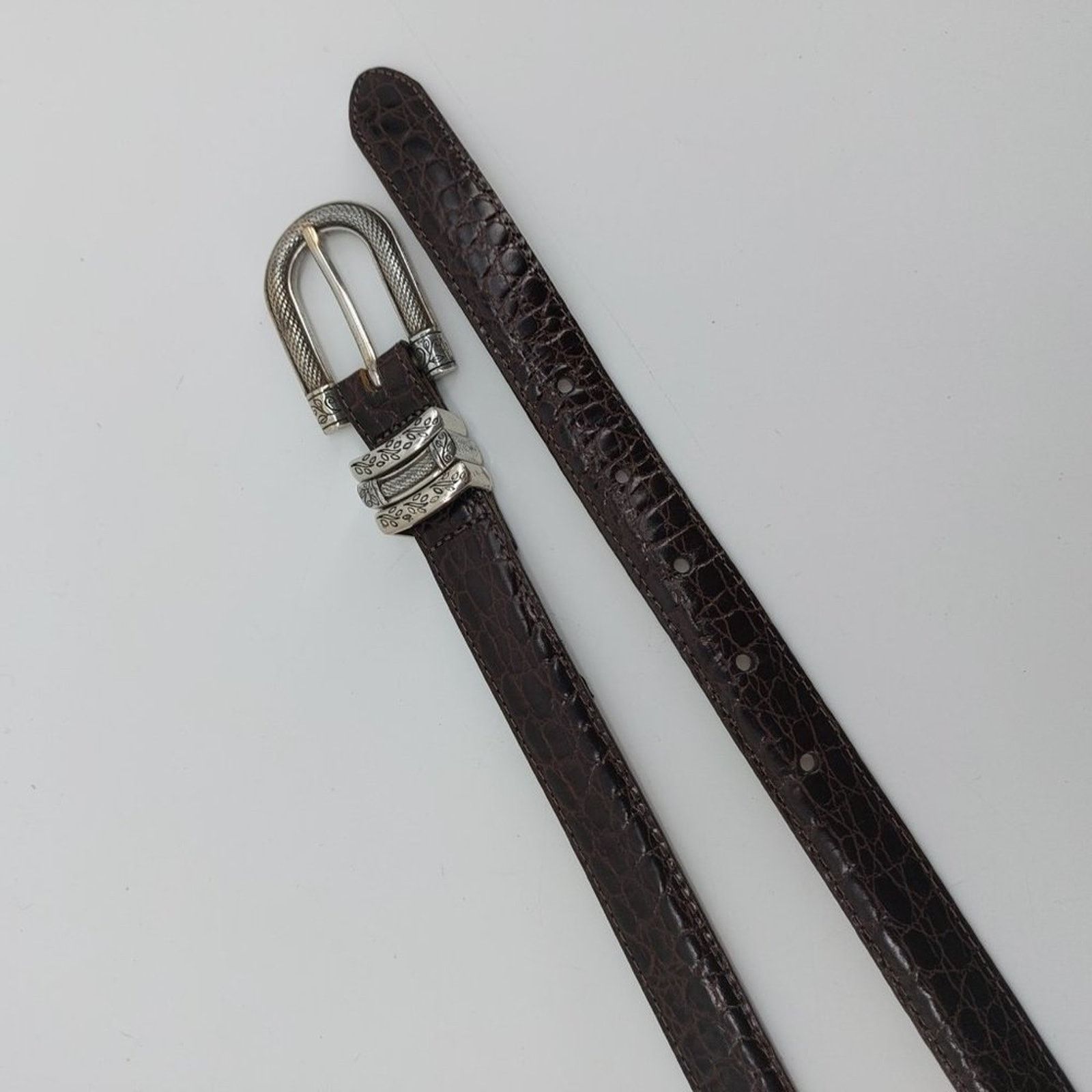 Brighton Vintage Brighton Classic Brown Genuine Leather Belt Size 26 - 5 Thumbnail