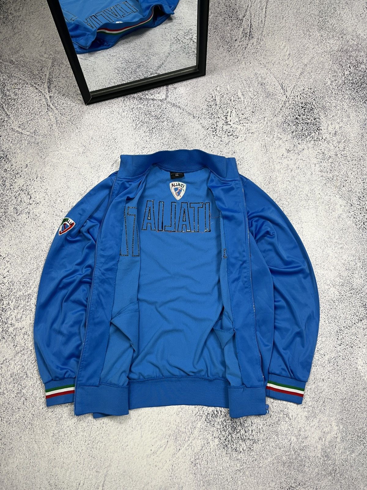 Vintage Italia Big Logo Hype Track Jacket Rare Italy Drill Blockcore Size US L / EU 52-54 / 3 - 8 Thumbnail
