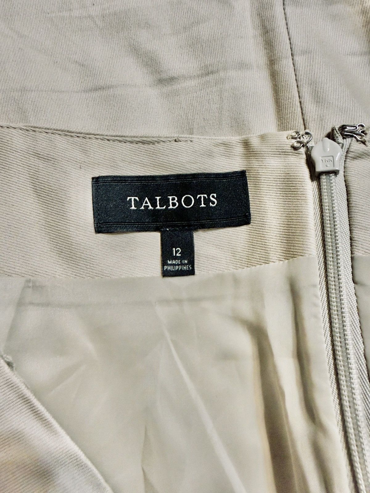 Talbots Talbots Neutral Taupe Stretch Cotton Pencil Skirt – Size 12 Size 34" / US 12 / IT 48 - 4 Thumbnail