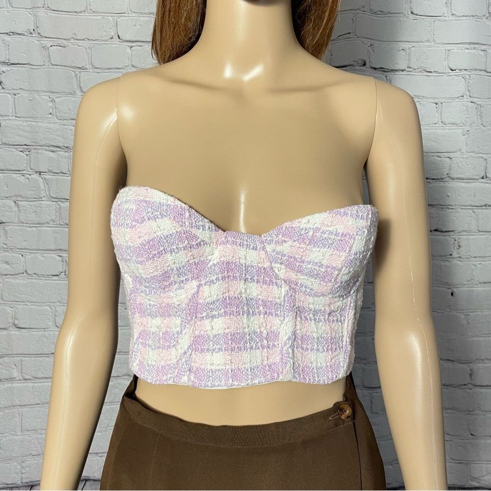Zara NWT New Zara Tweed Crop Tube Top Size S Size S / US 4 / IT 40 - 4 Thumbnail