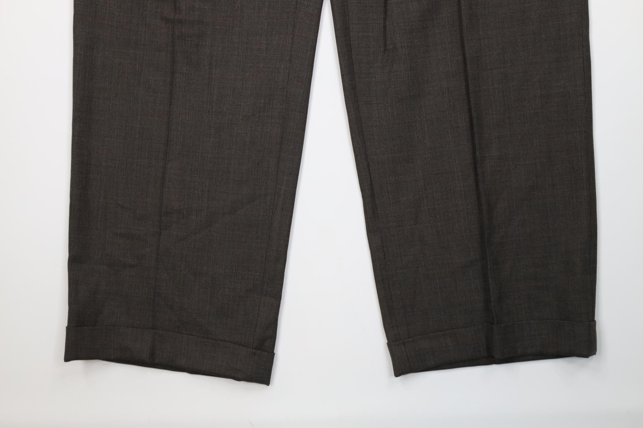 Vintage Vintage 70s Streetwear Knit Wide Leg Chino Pants Brown Plaid Size US 36 / EU 52 - 4 Thumbnail