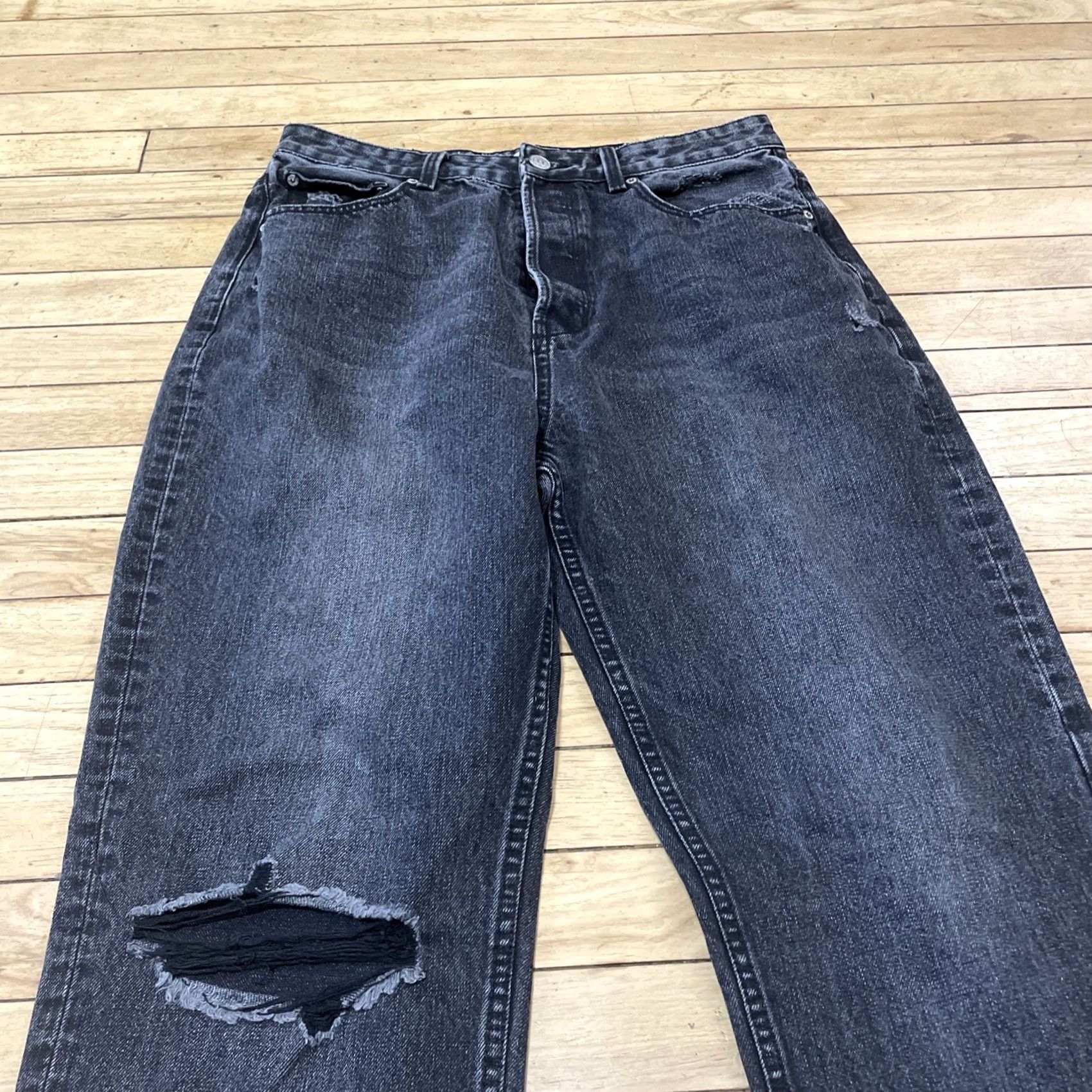 Denime VINTAGE ZGY Denim Adult 30 Hi Rise Relaxed Straight Black Distressed Street Denim 30x30 Size US 30 / EU 46 - 4 Thumbnail