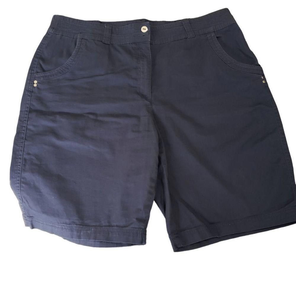 Designer CT229 Karen Scott Navy Ladies Bermuda Shorts Size 14 Size 36" / US 14 / IT 50 - 1 Thumbnail